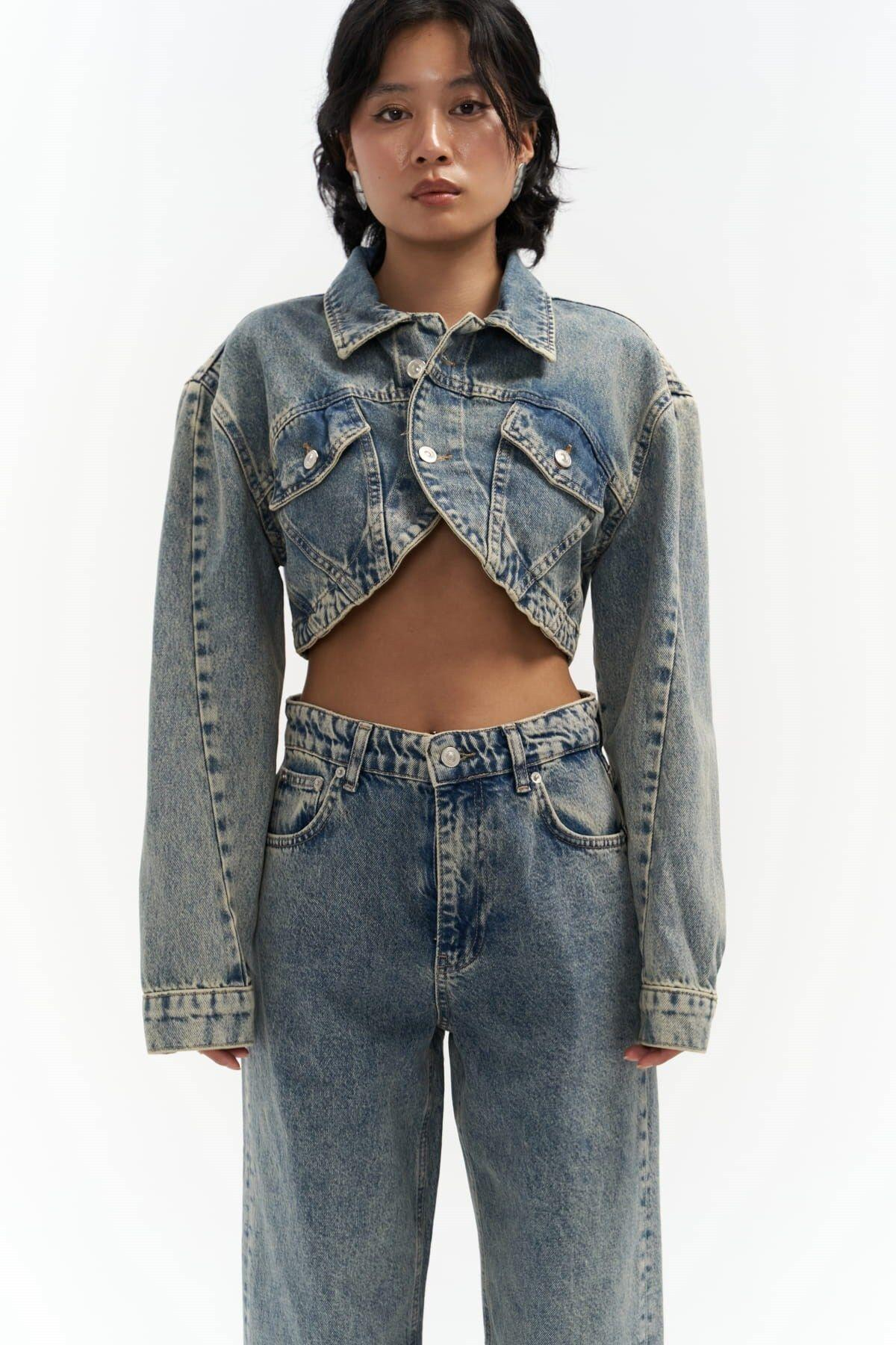 Mai Collection Cali Dirty Green Denim Jacket