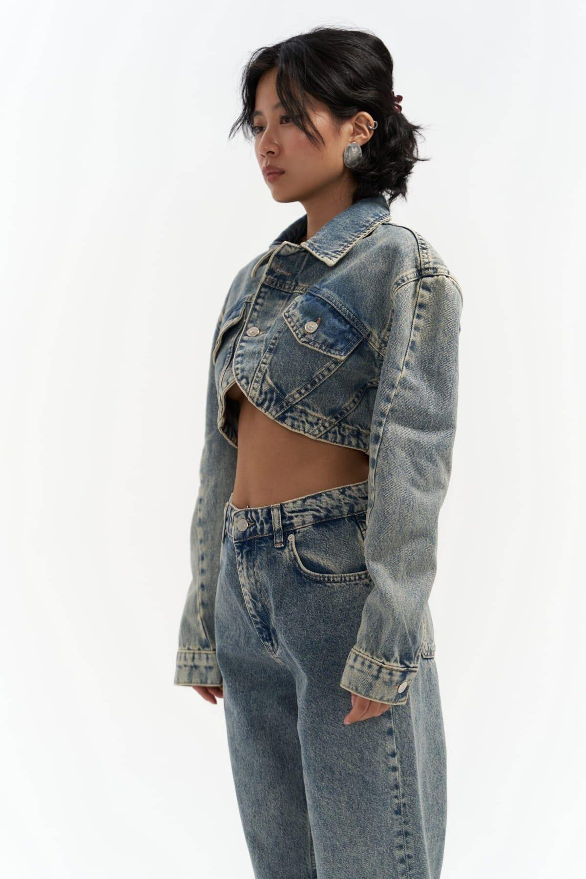 Mai Collection Cali Dirty Green Denim Jacket
