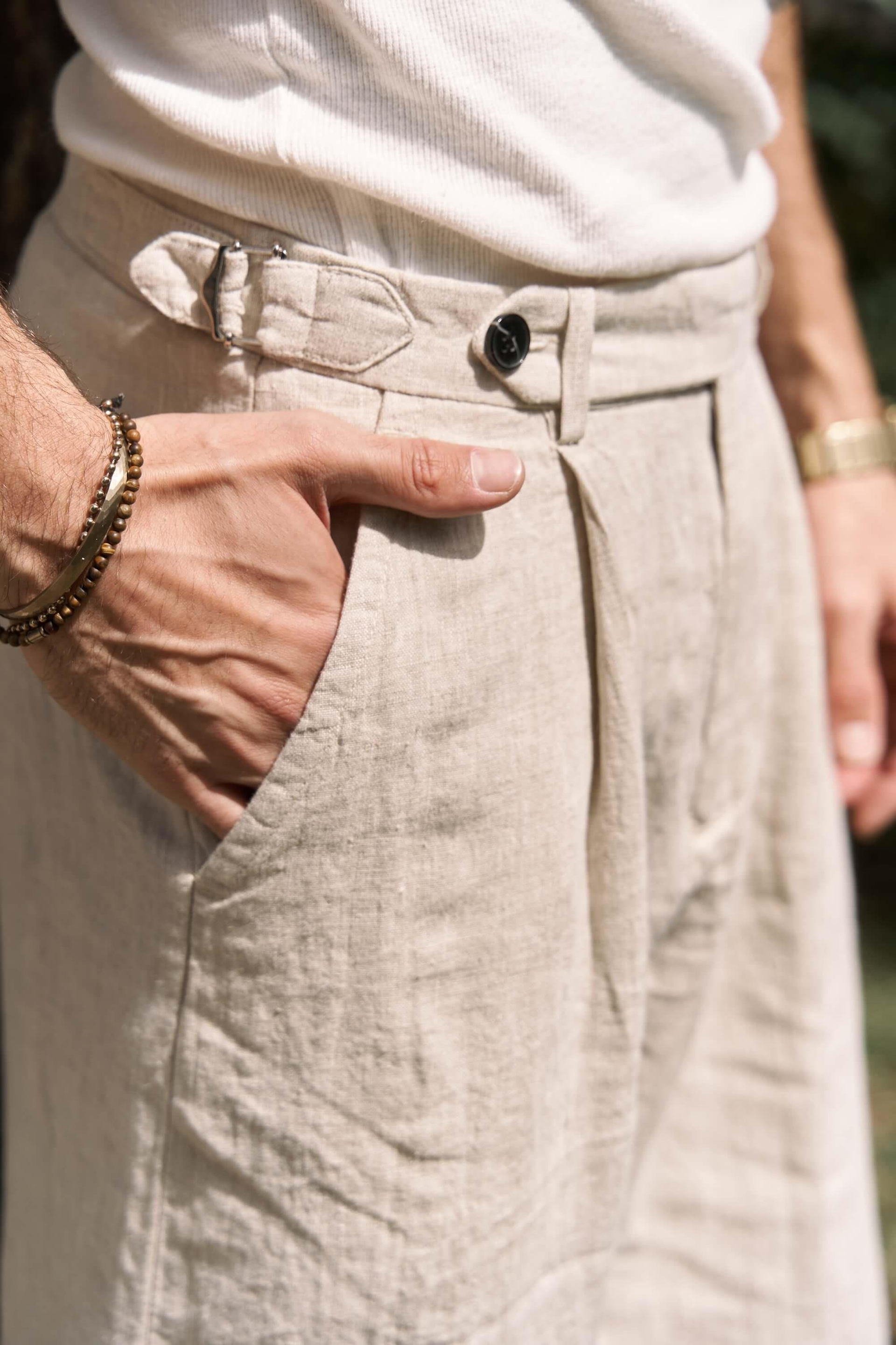 Carlo Naturel Keten Erkek Pantolon