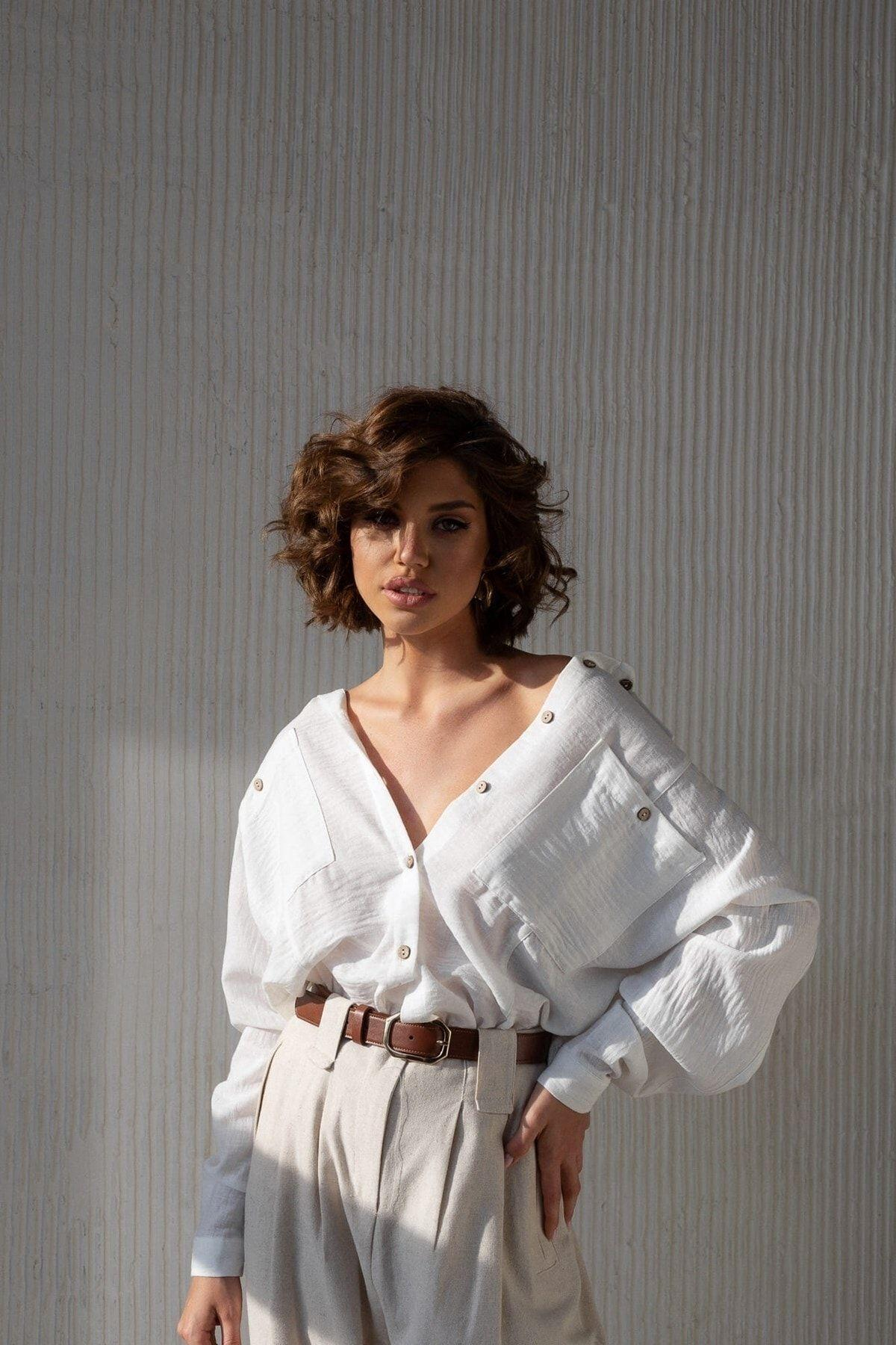 Bohemai Carrot Beige Linen Trousers