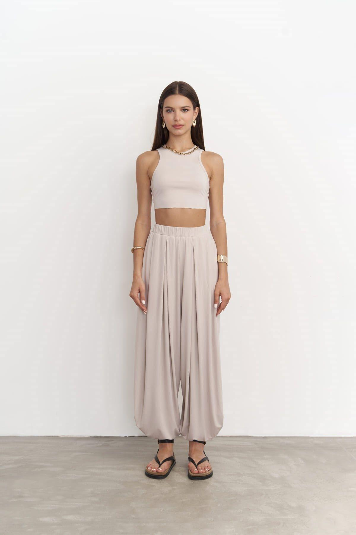 Casey Gray Crop & Pants Set