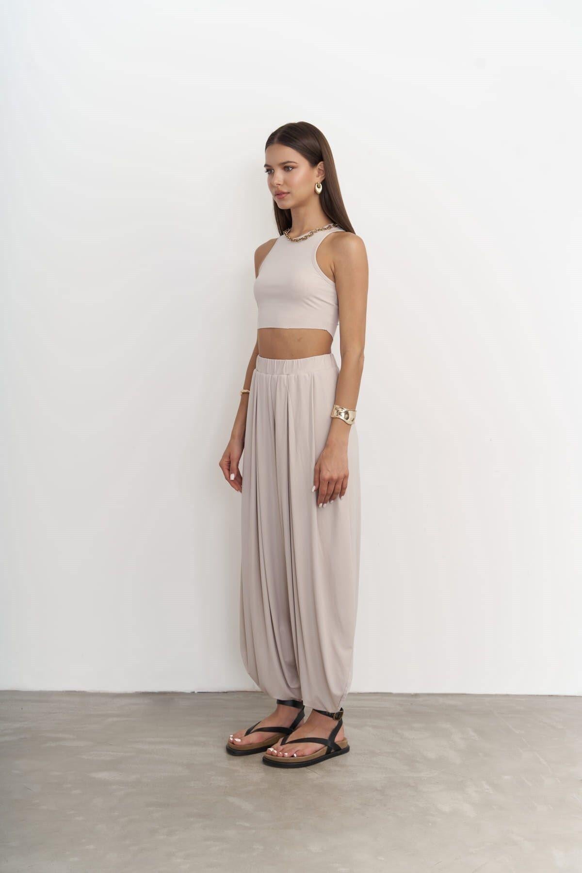 Casey Gray Crop & Pants Set