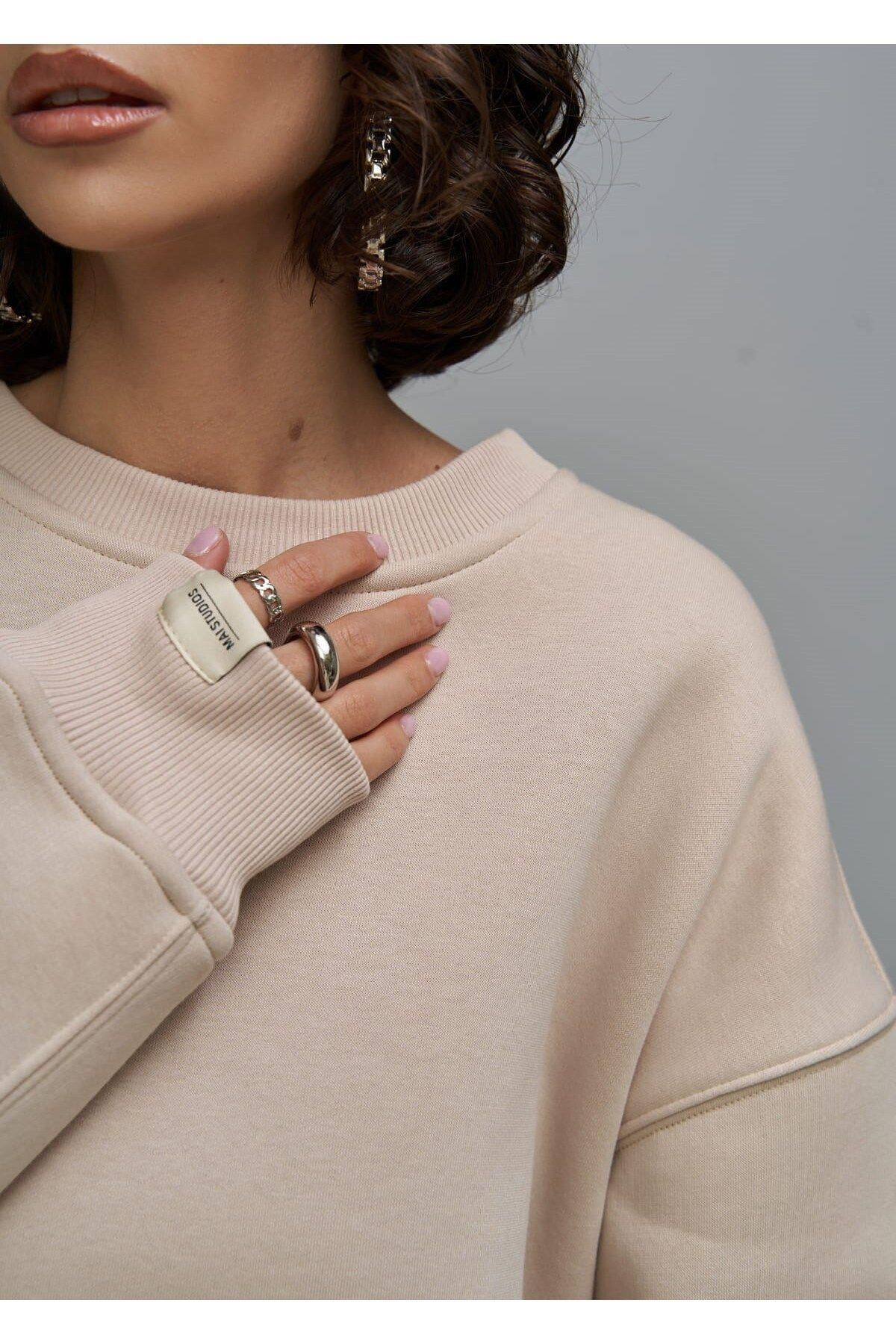 Cashback Beige Oversize Sweatshirt