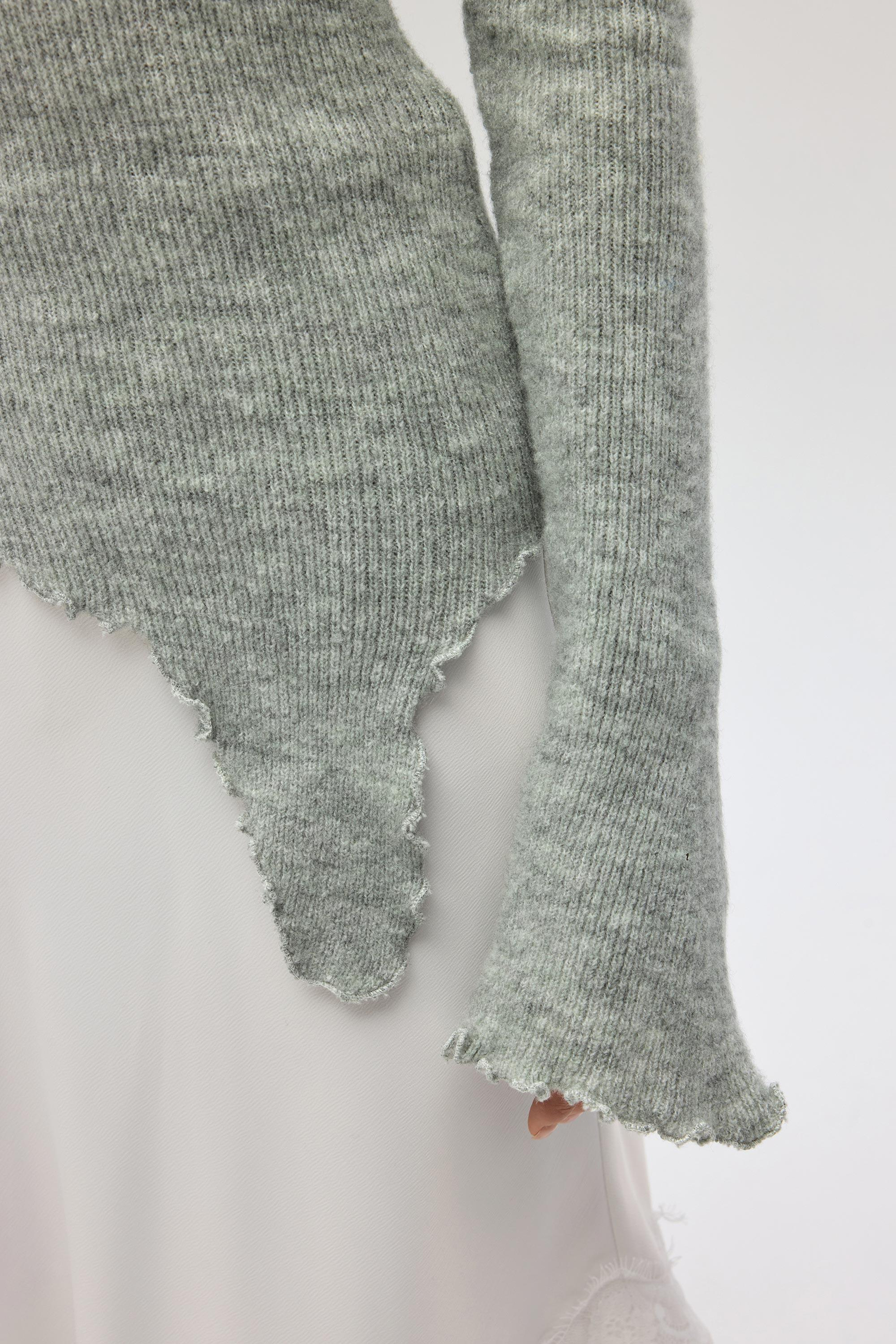 Casica Carmen Yaka Gri Triko Kazak