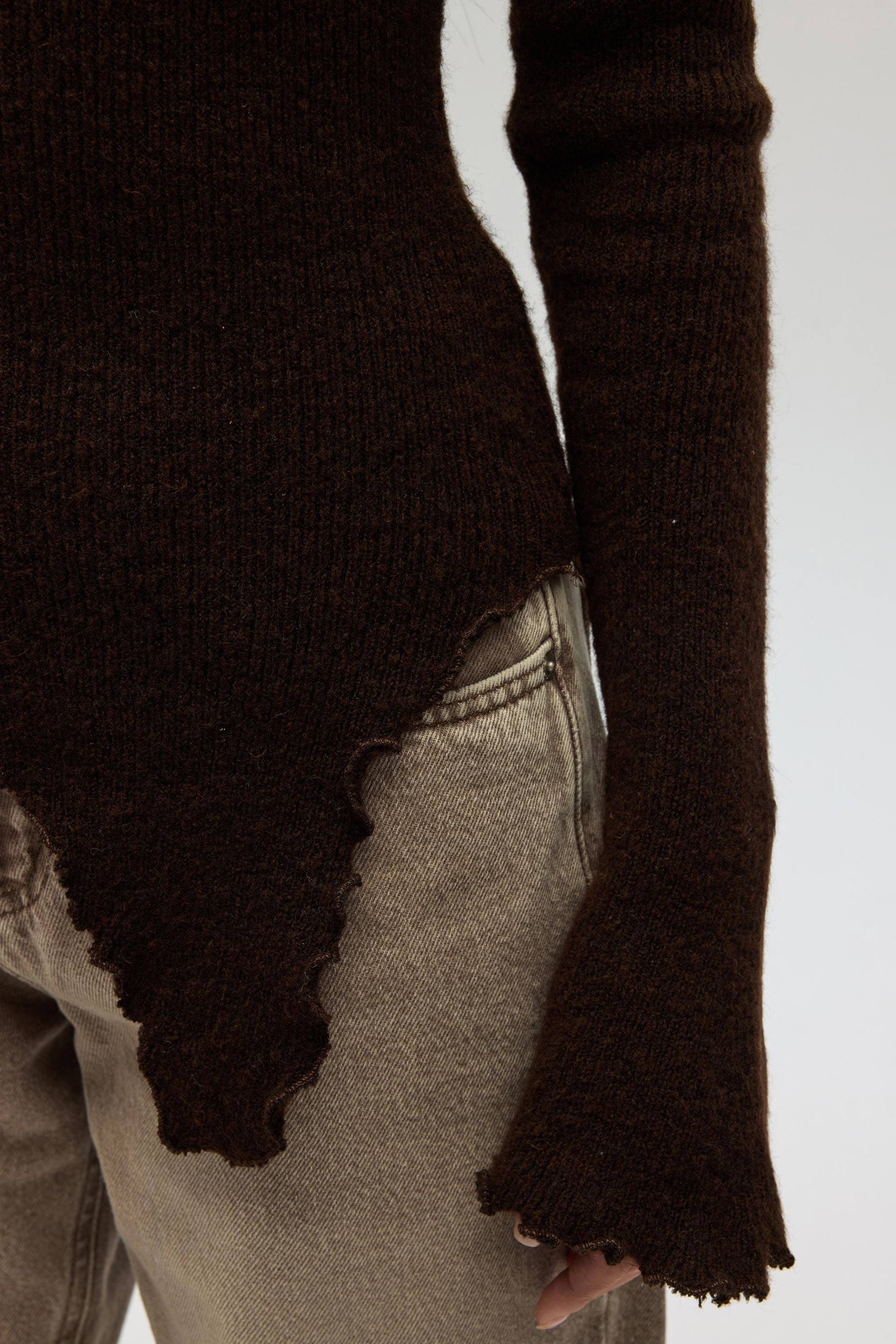 Casica Carmen Yaka Kahve Triko Kazak