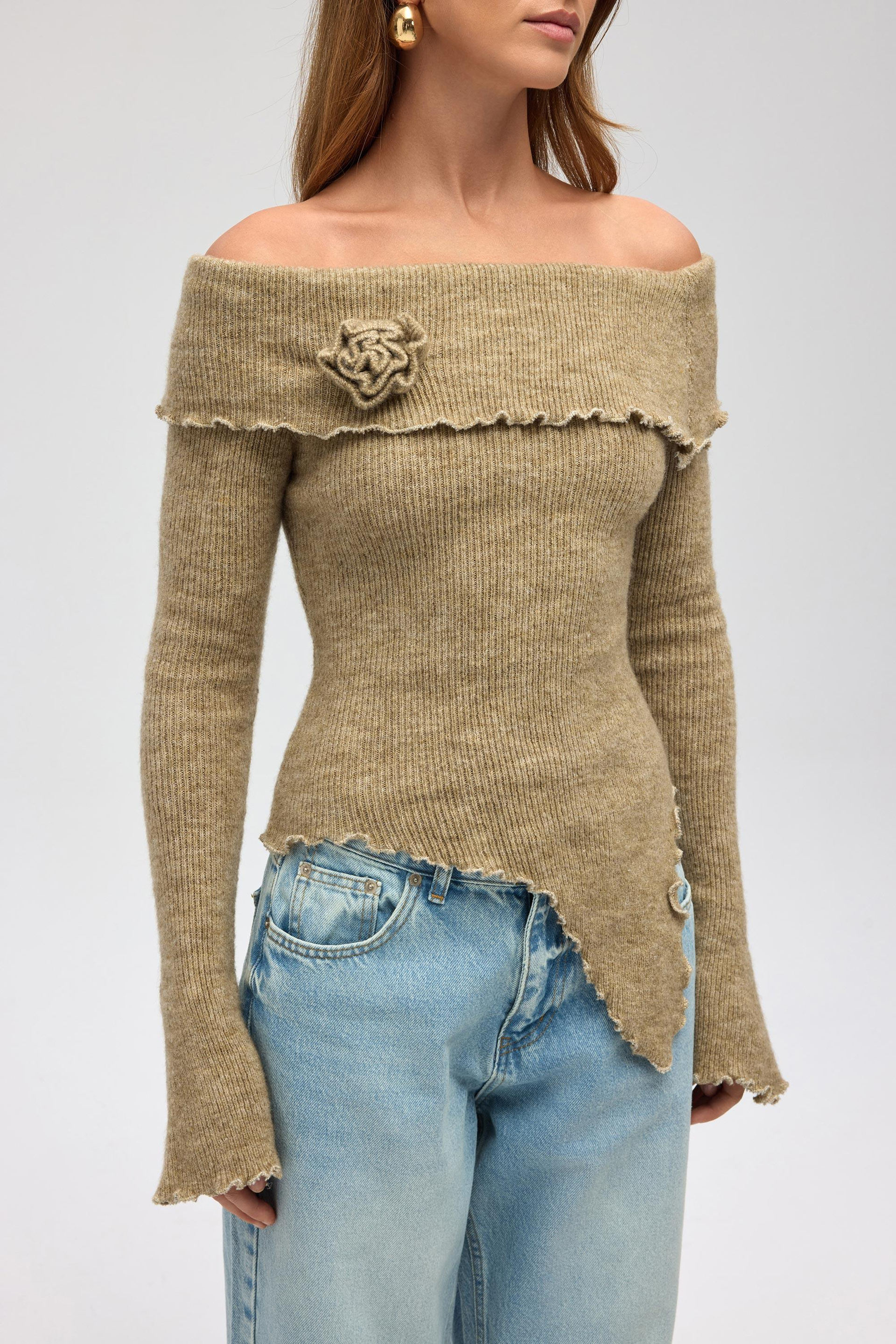 Casica Carmen Yaka Vizon Triko Kazak