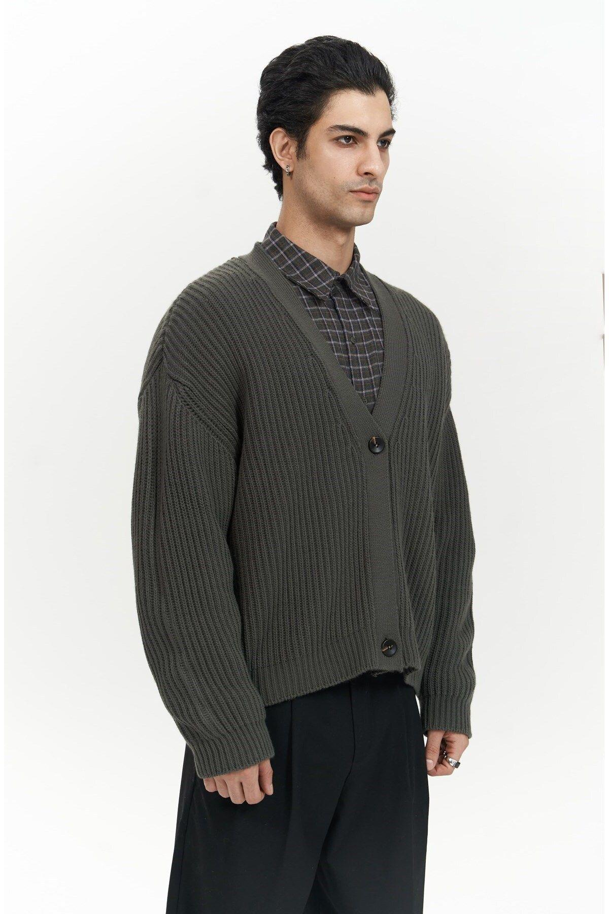 Cassian Men's Anthracite Knit Cardigan