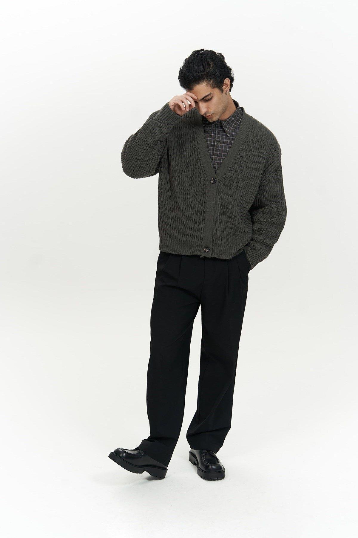 Cassian Men's Anthracite Knit Cardigan