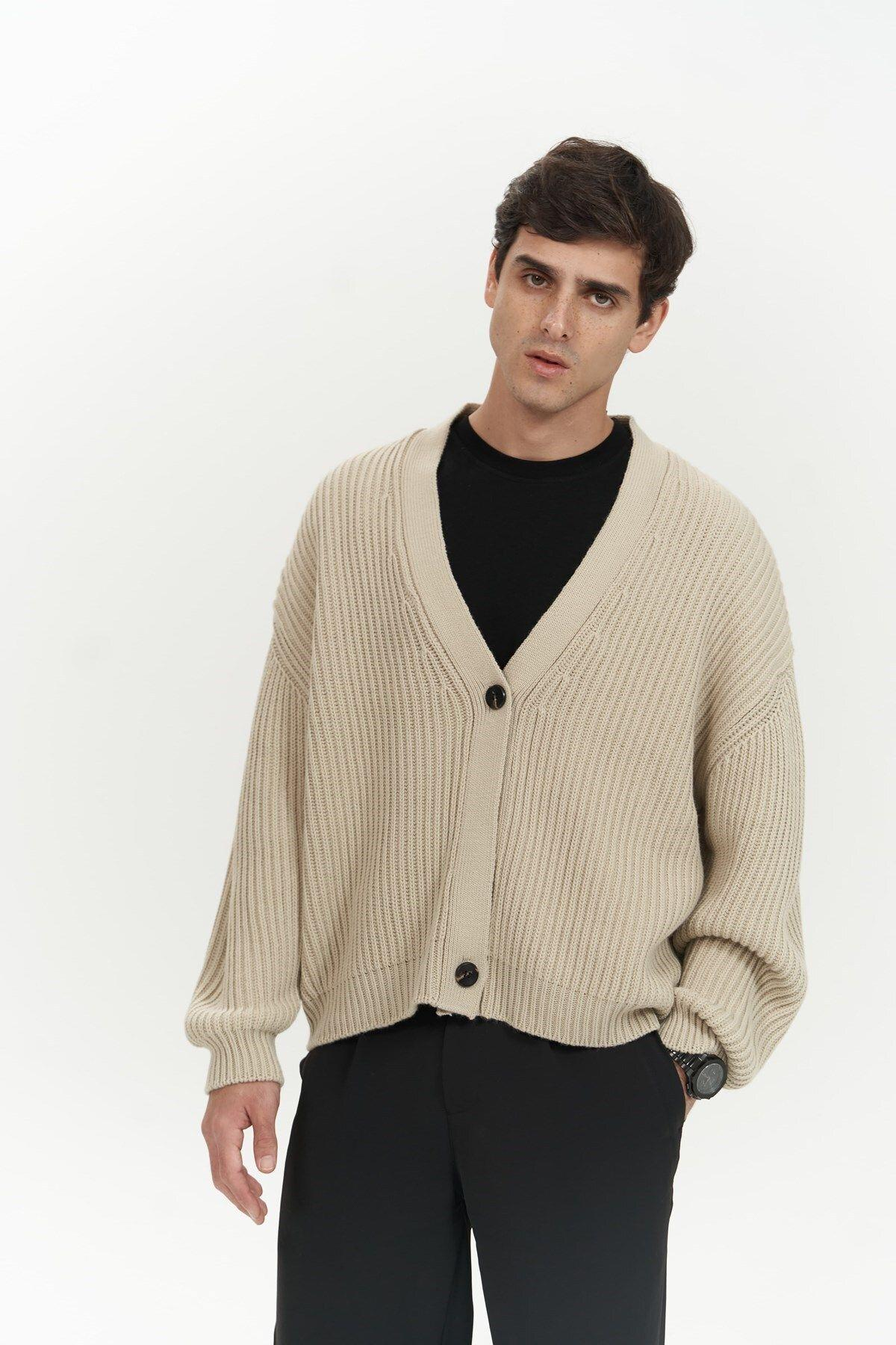 Cassian Bej Erkek Triko Hırka