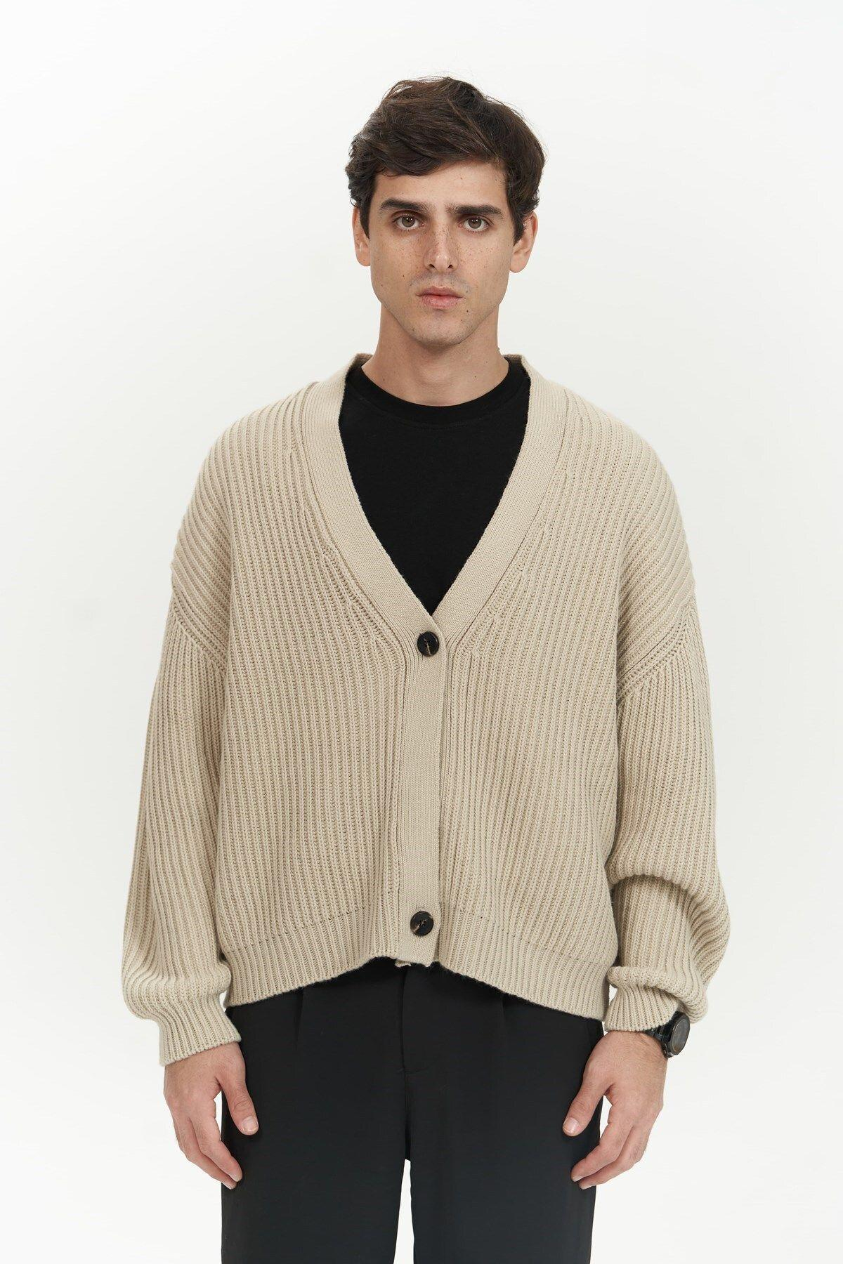 Cassian Bej Erkek Triko Hırka