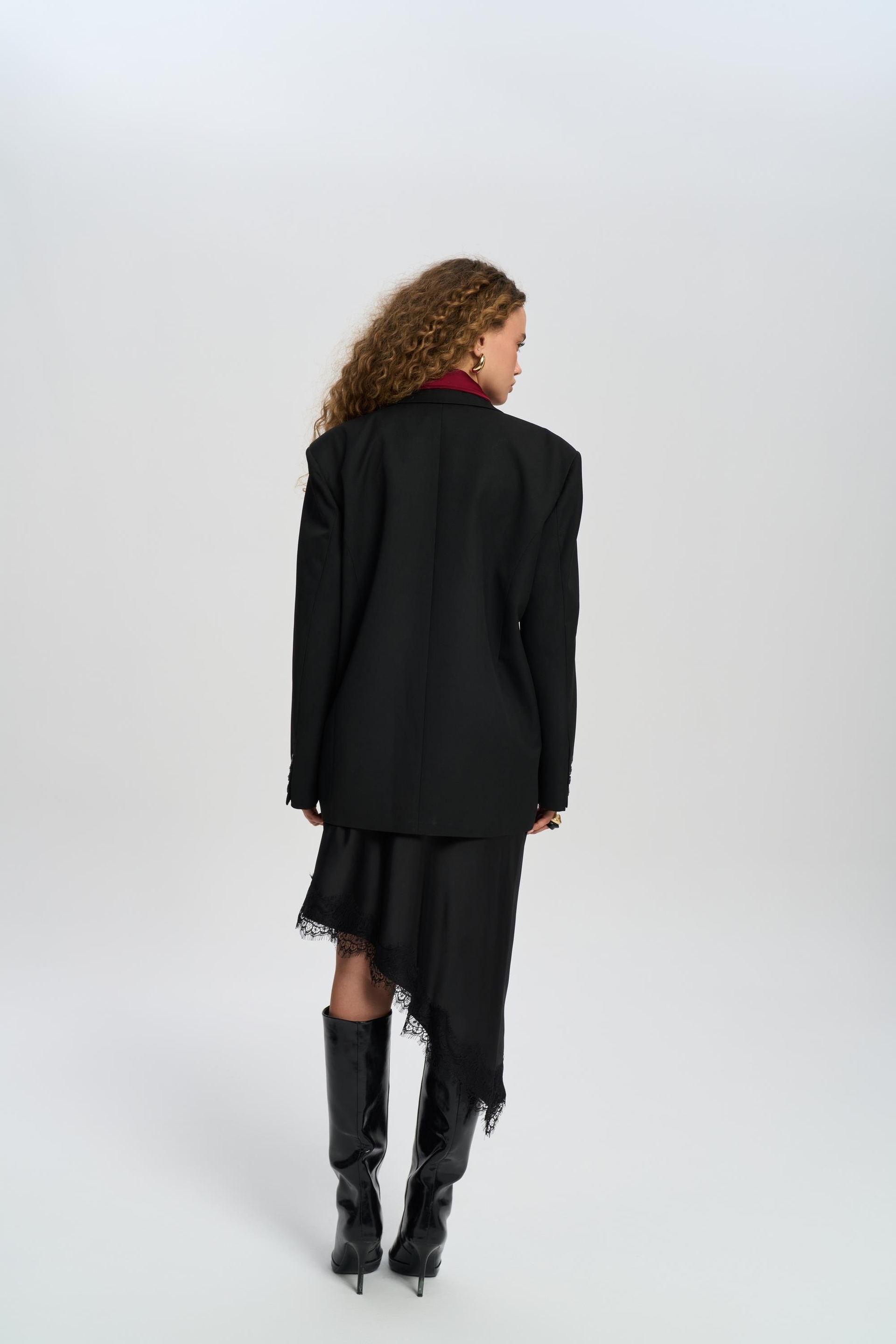 Catroux Gömlek Yaka Detaylı Siyah Blazer