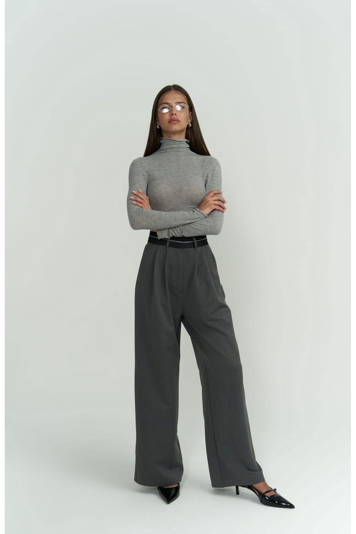 Cedric Ters Kemer Füme Palazzo Pantolon