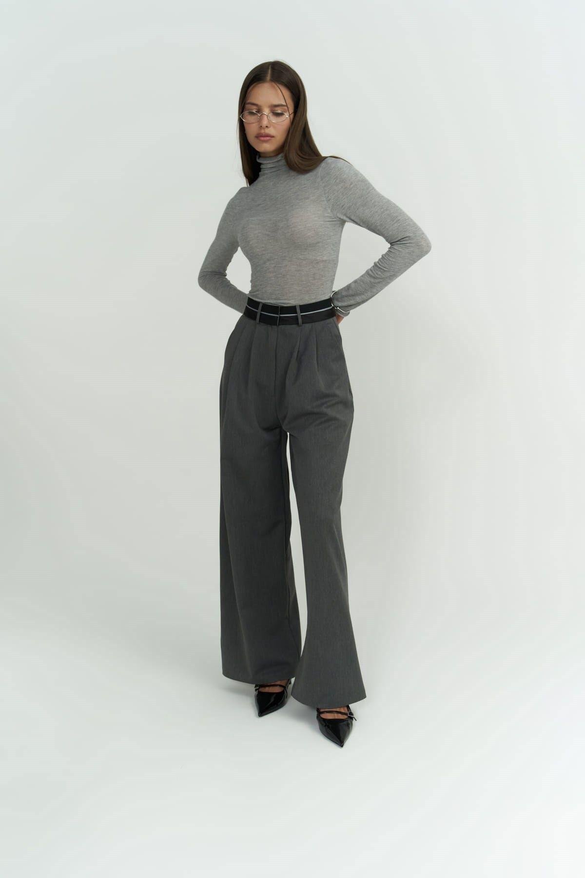 Cedric Ters Kemer Füme Palazzo Pantolon