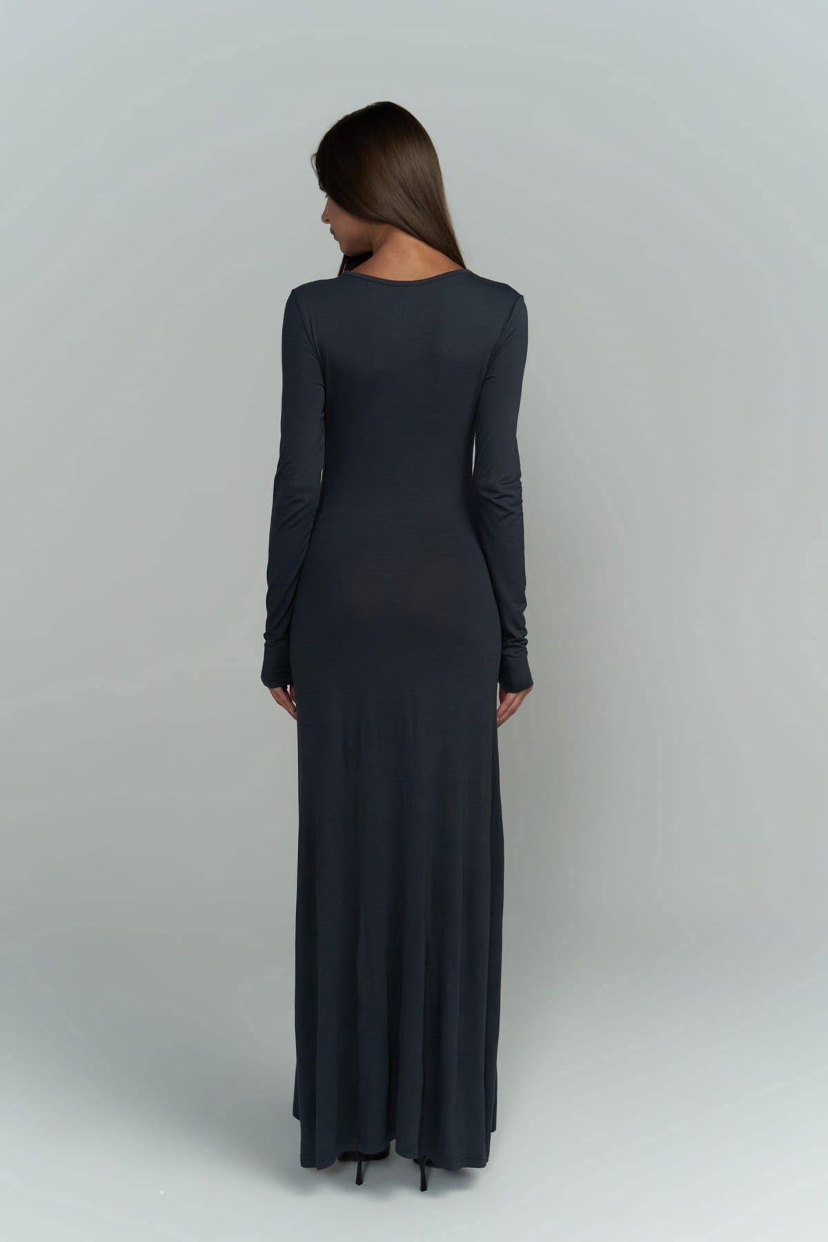 Ceria Füme Uzun Elbise