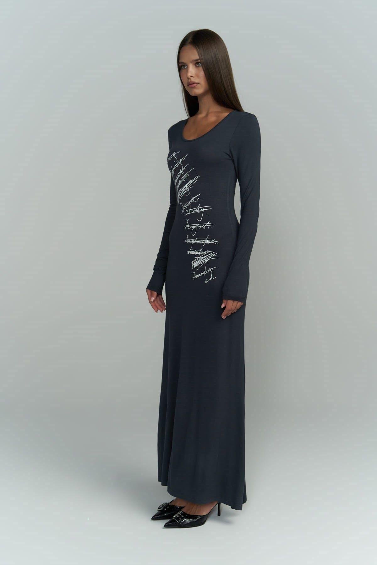 Ceria Füme Uzun Elbise