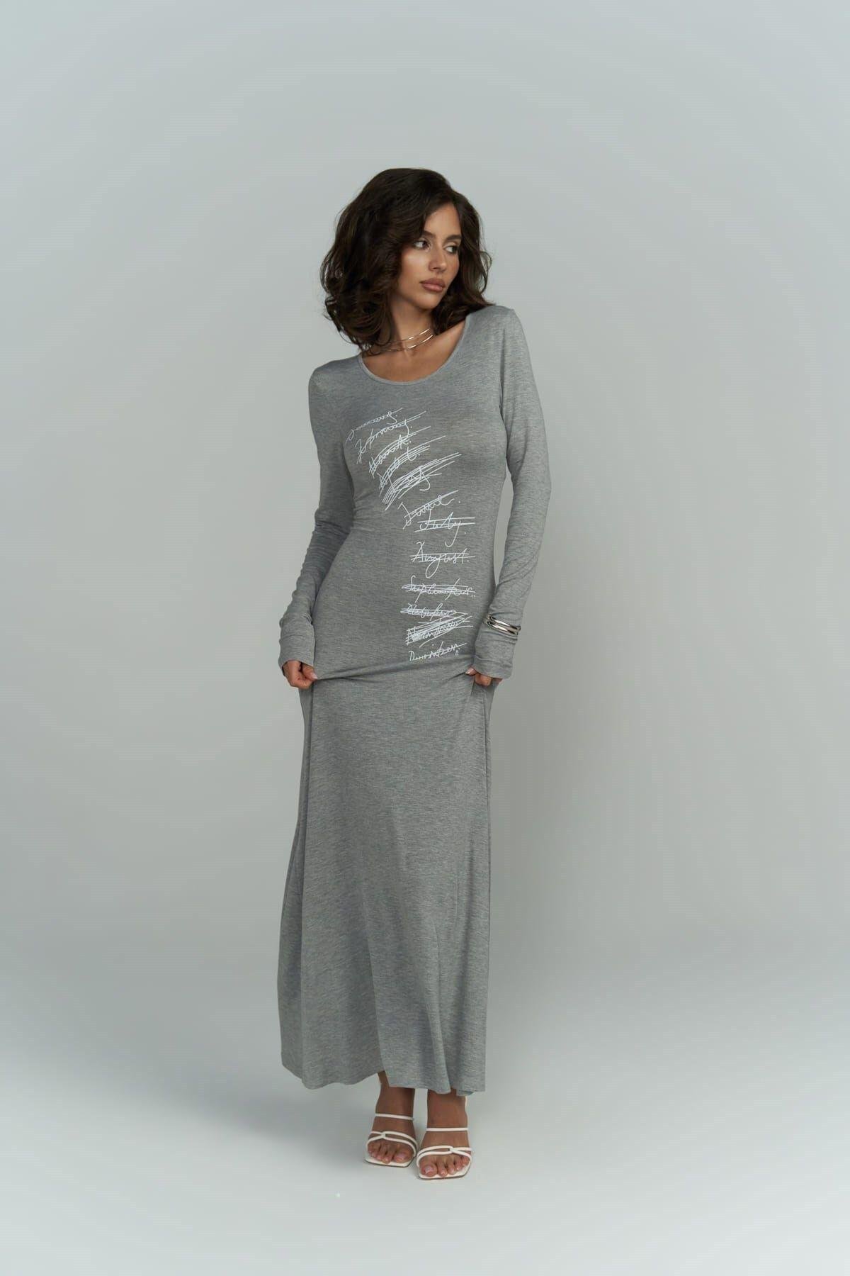 Ceria Gray Long Dress