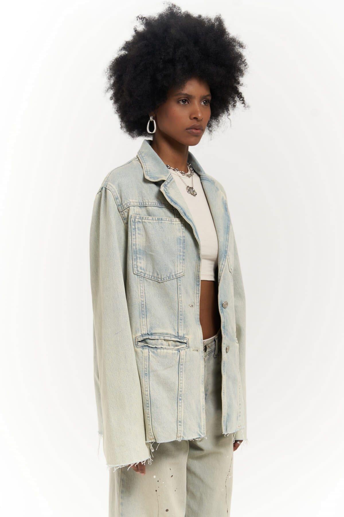 Charleston Kirli Mavi Blazer Jean Ceket