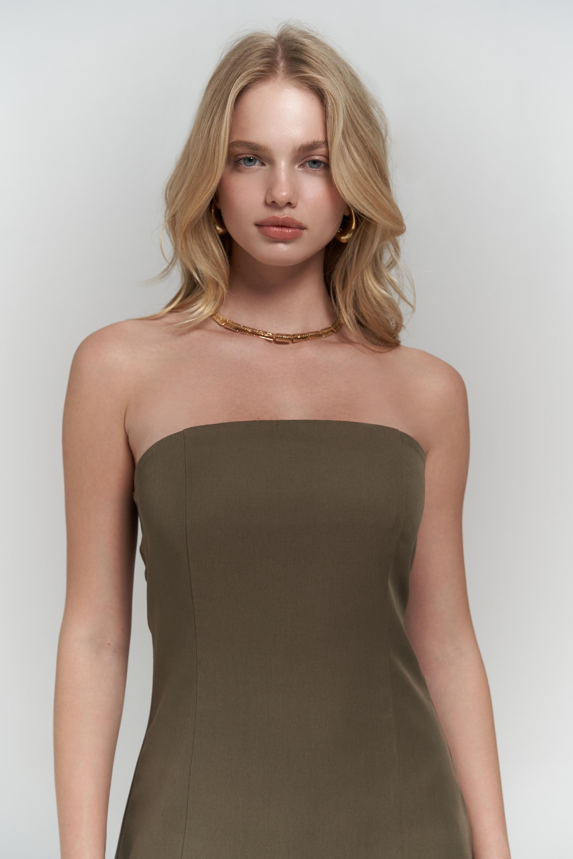 Clara Straplez Haki Elbise