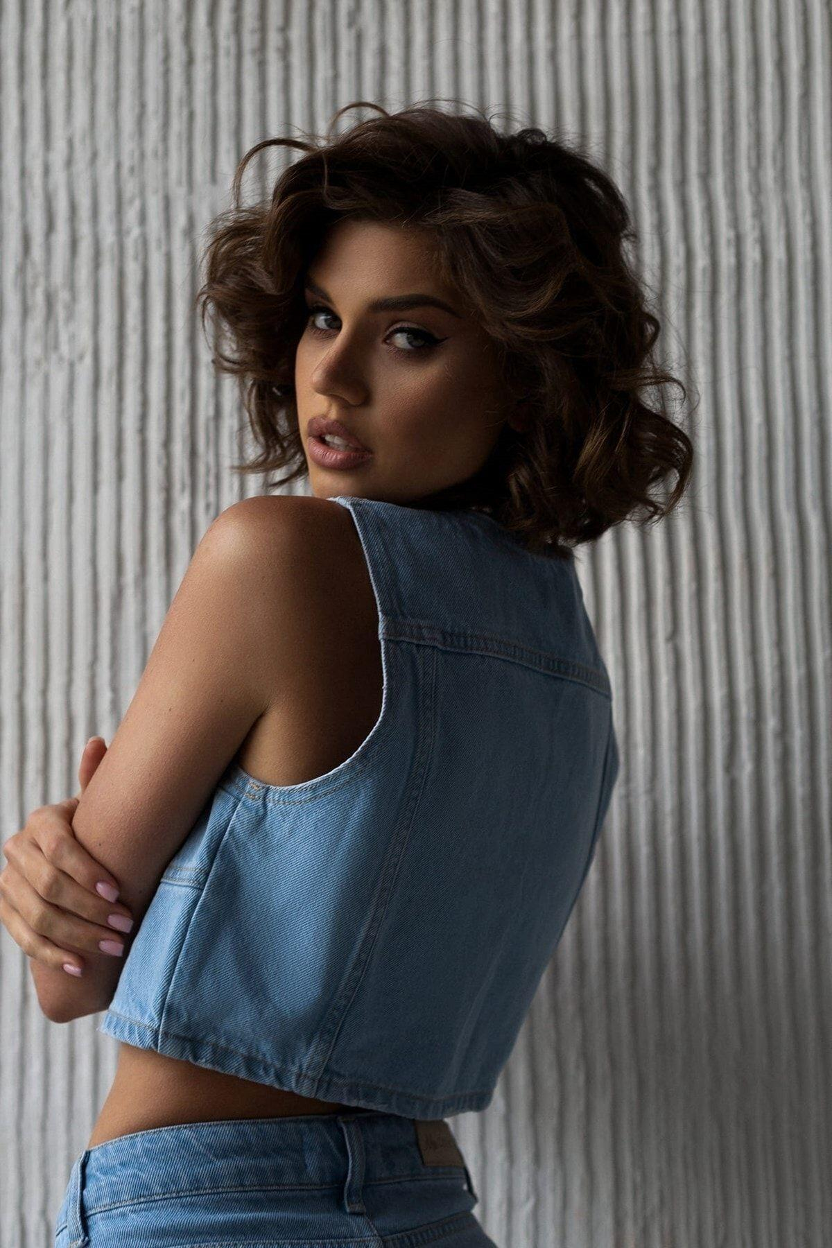 Mai Collection Claris Blue Denim Waistcoat