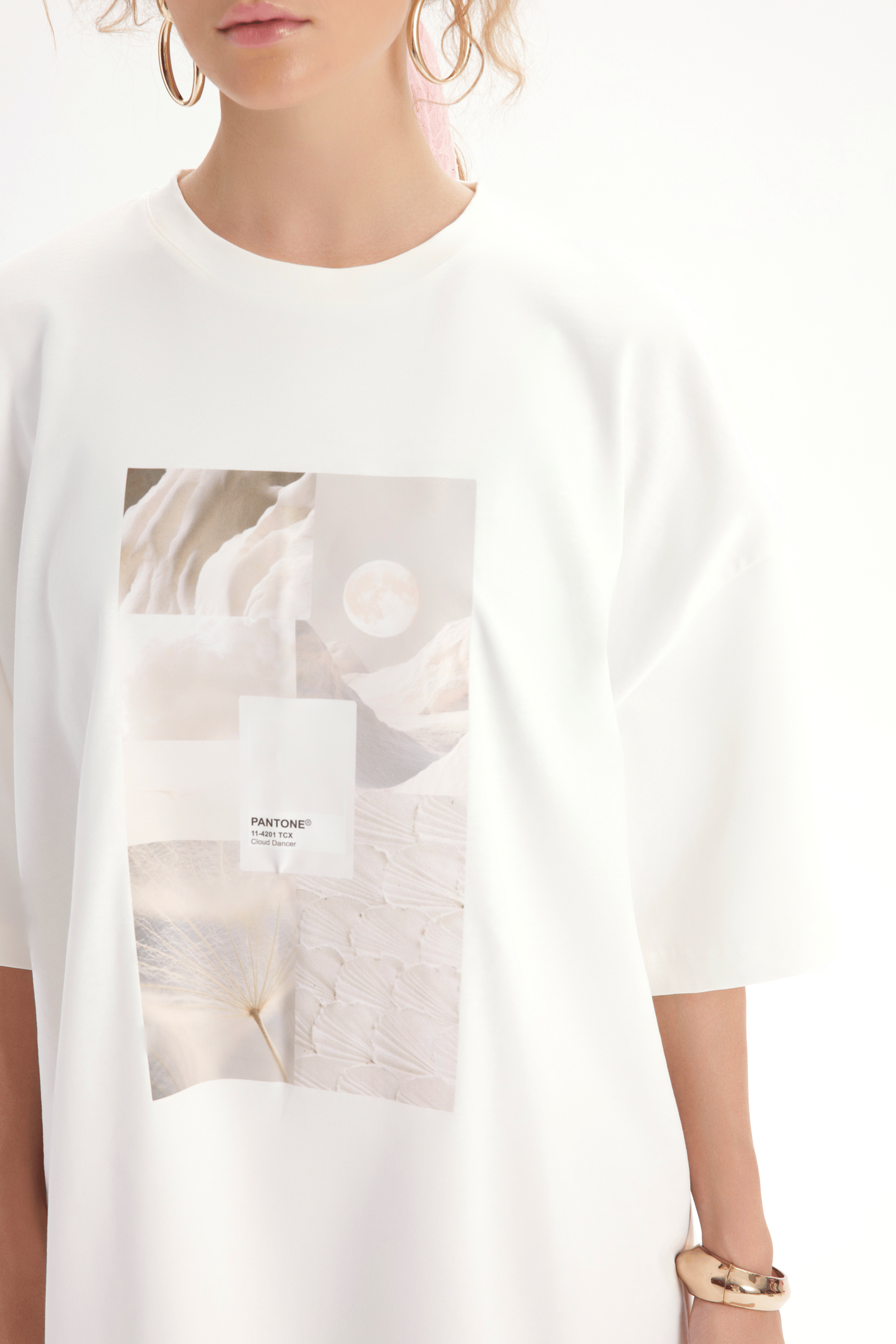 Cloud Dancer Beyaz Oversize T-Shirt