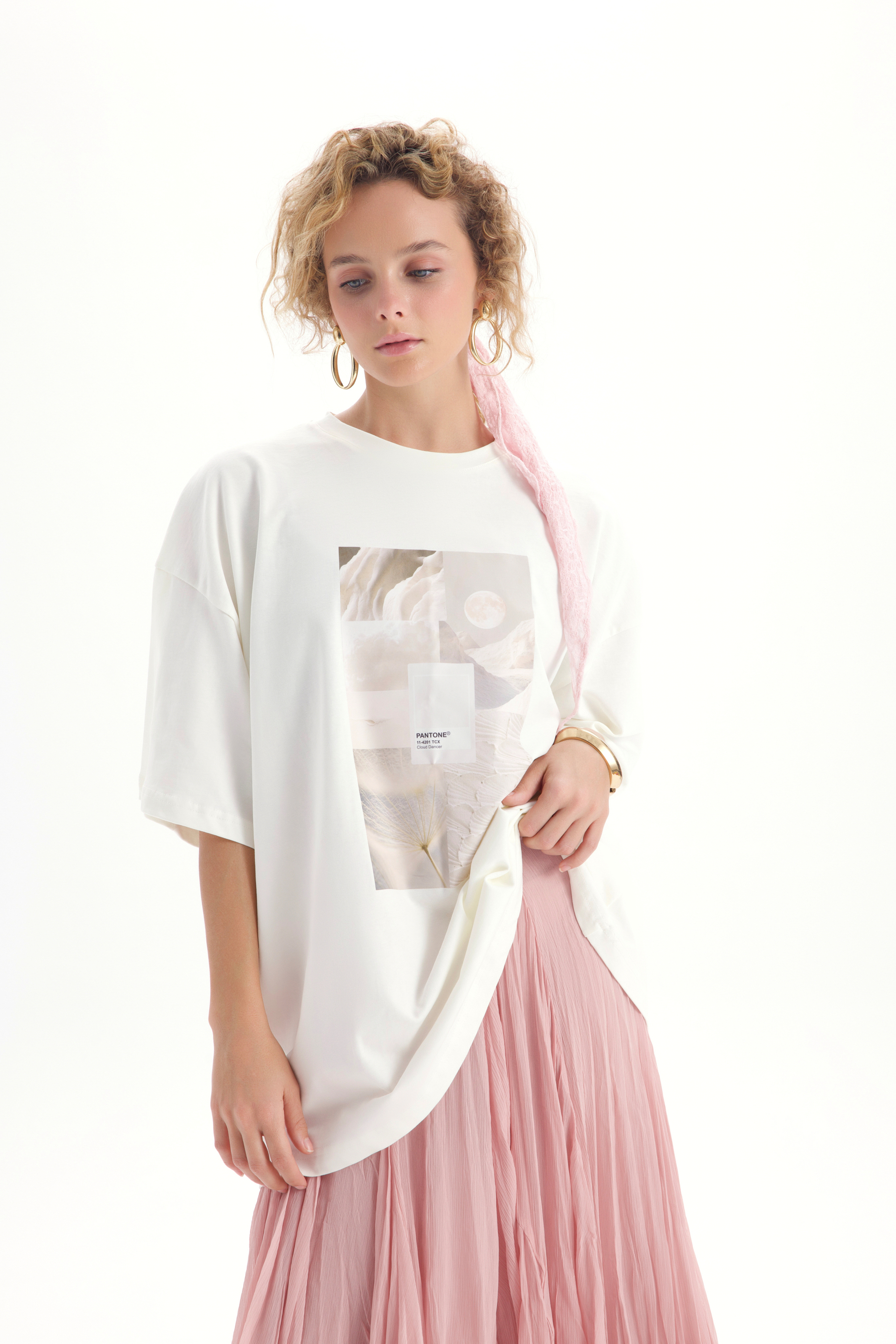 Cloud Dancer Beyaz Oversize T-Shirt