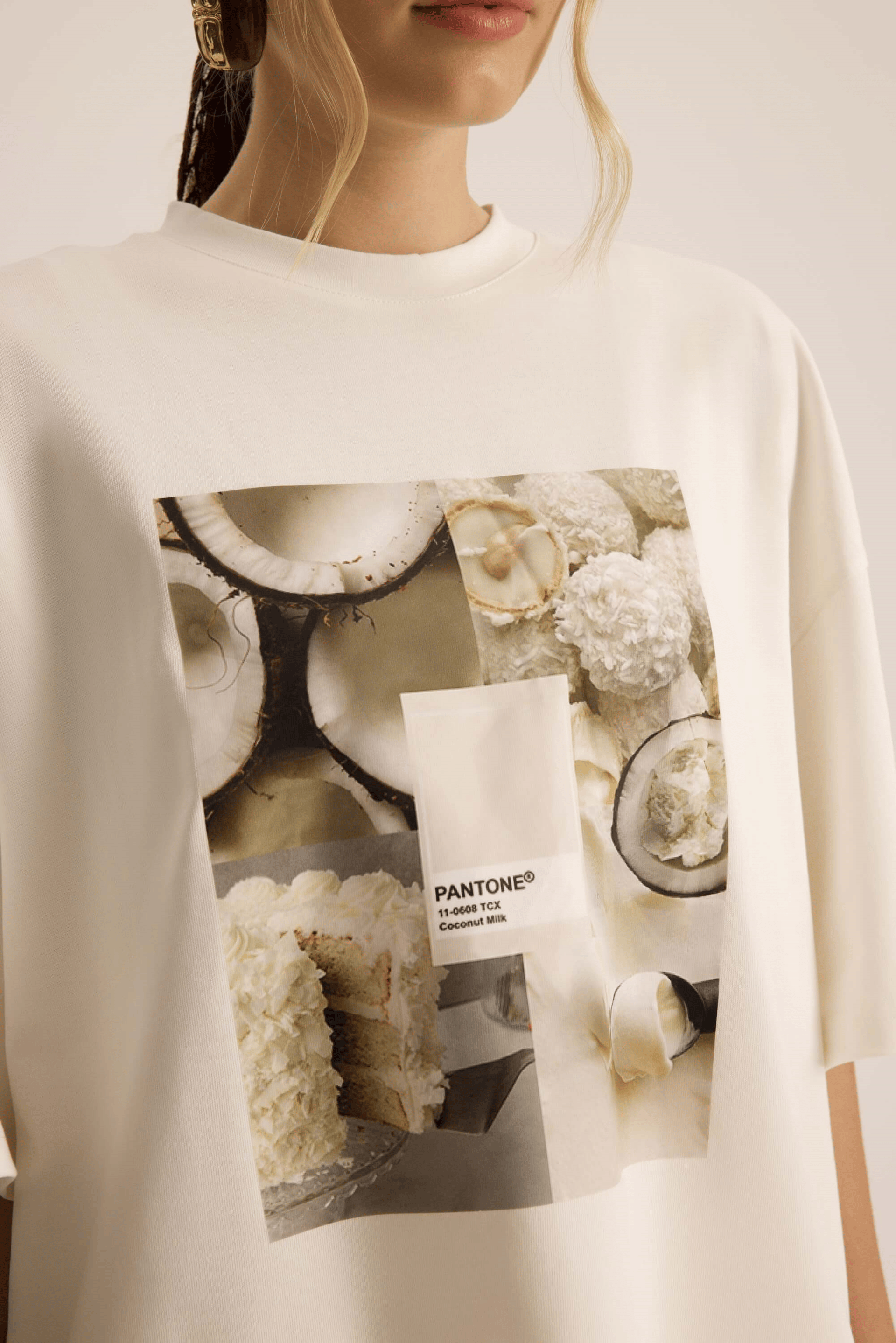 Coconut Milk Beyaz Oversize T-Shirt