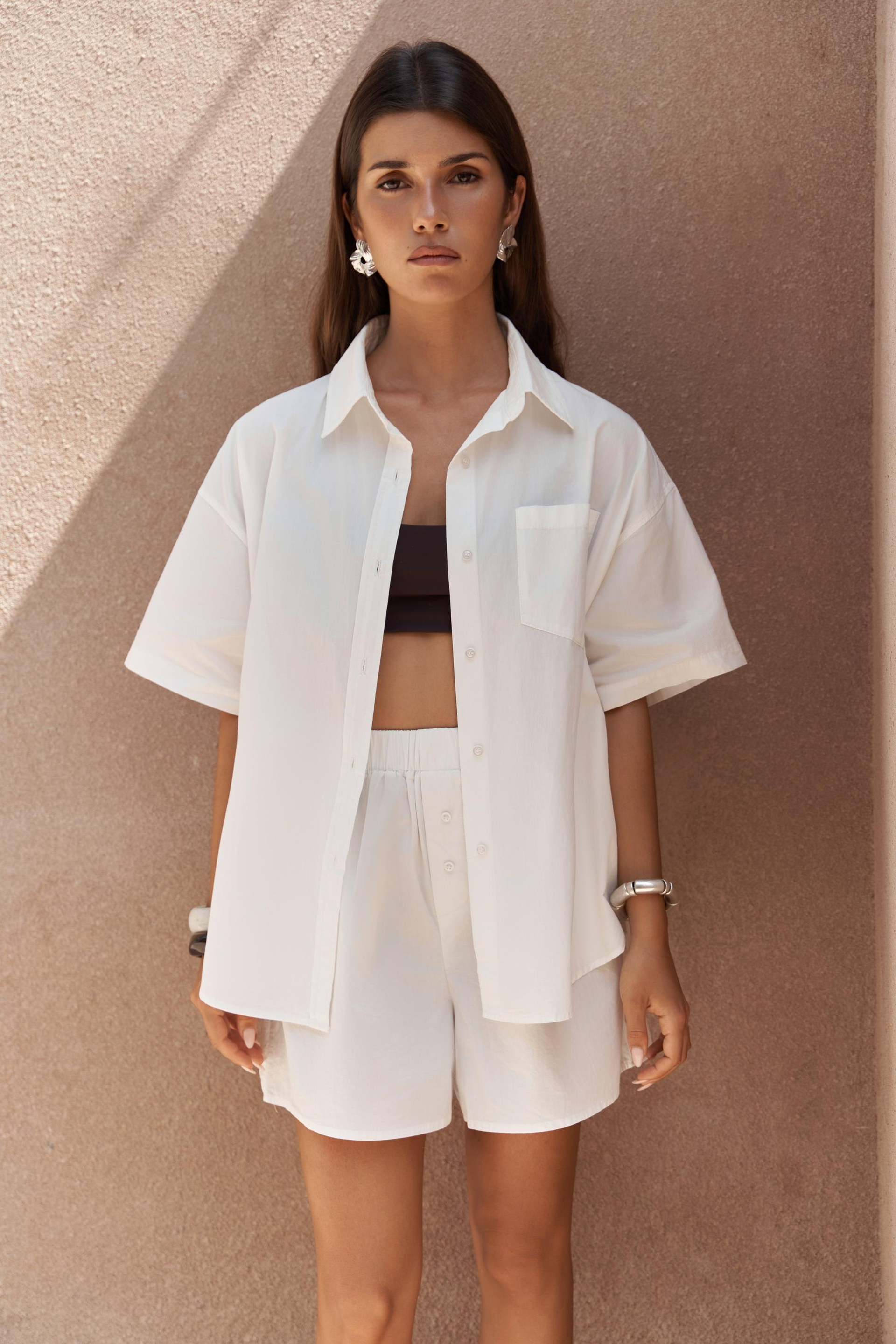 Corfu Ekru Gömlek Şort Takım