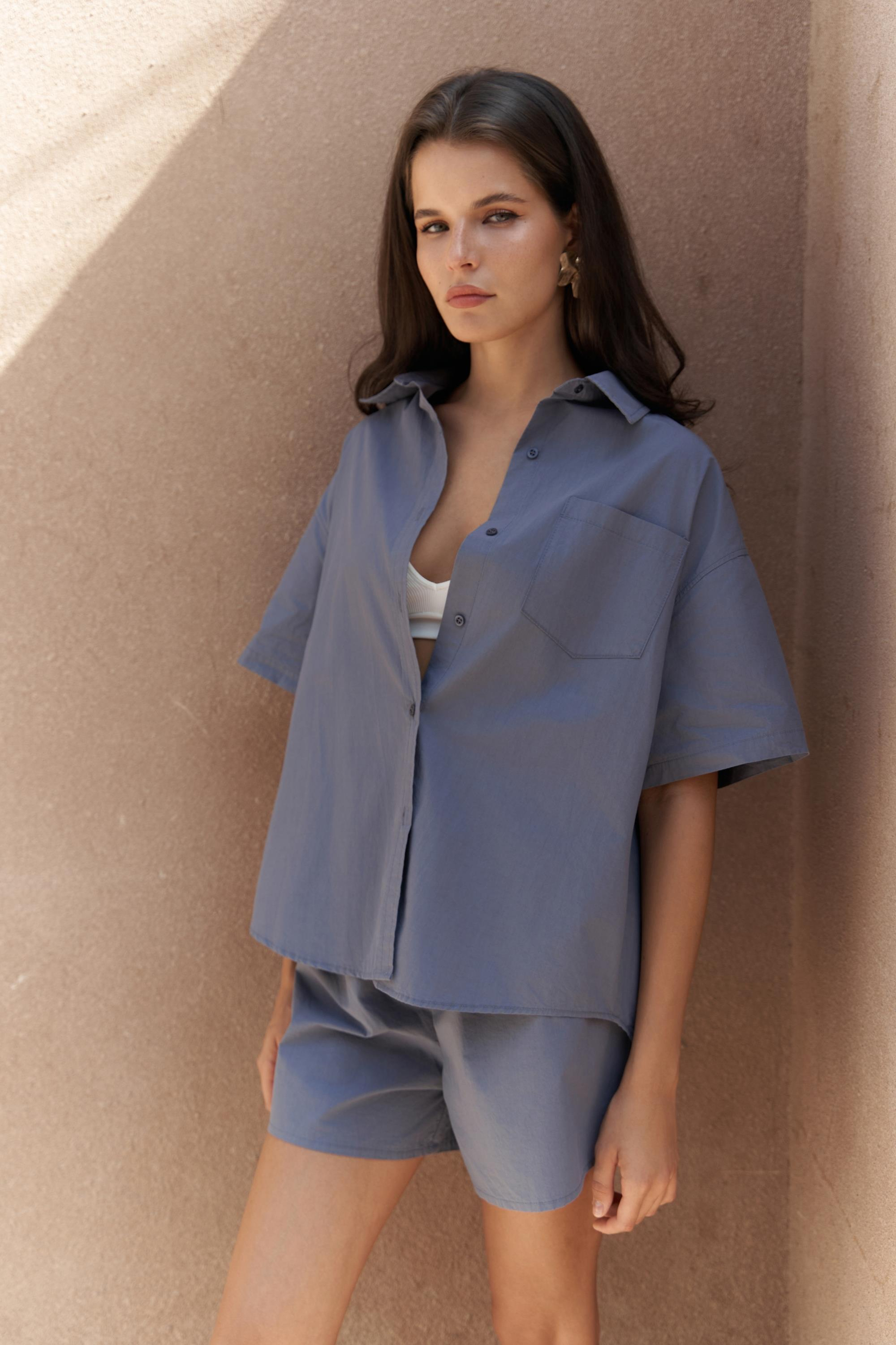 Corfu İndigo Gömlek Şort Takım