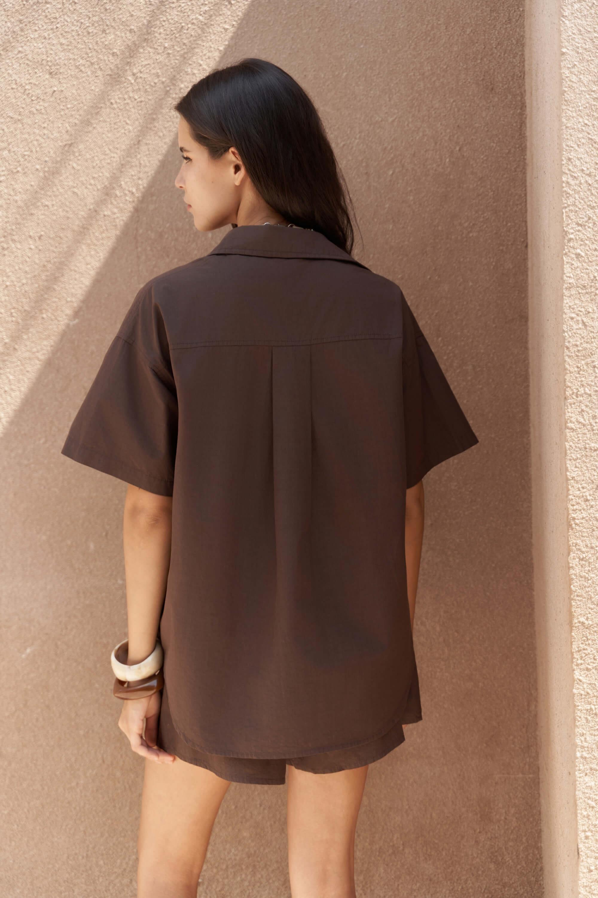 Corfu Kahve Gömlek Şort Takım