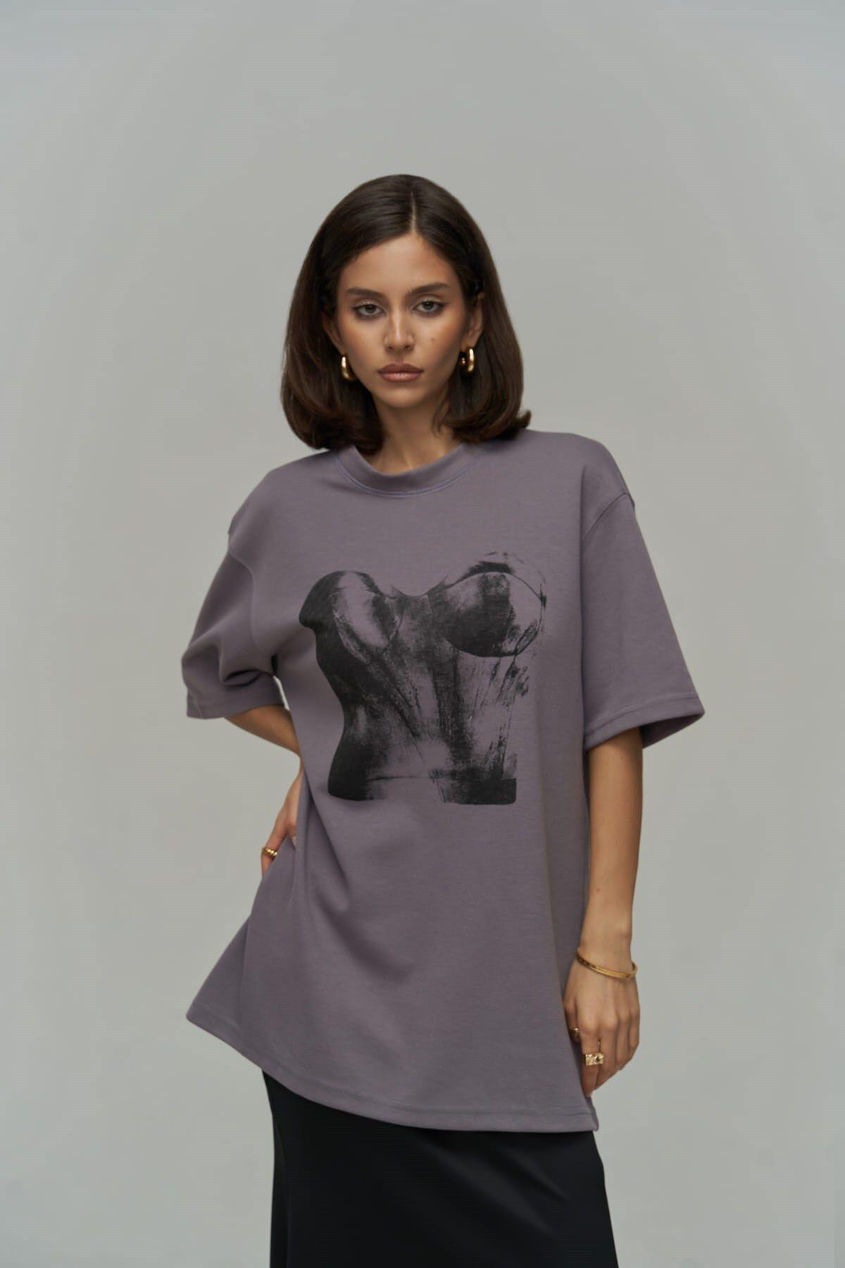 Corset Taupe Lilac Oversized T-Shirt