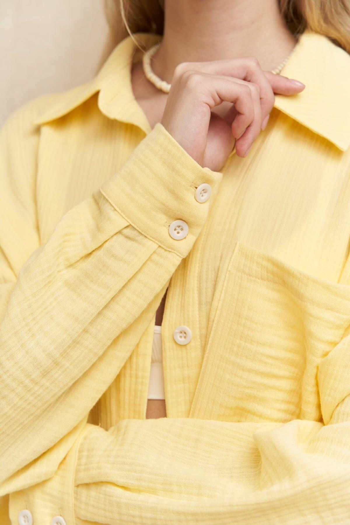 Cosmos Limon Sarısı Müslin Şort Takım