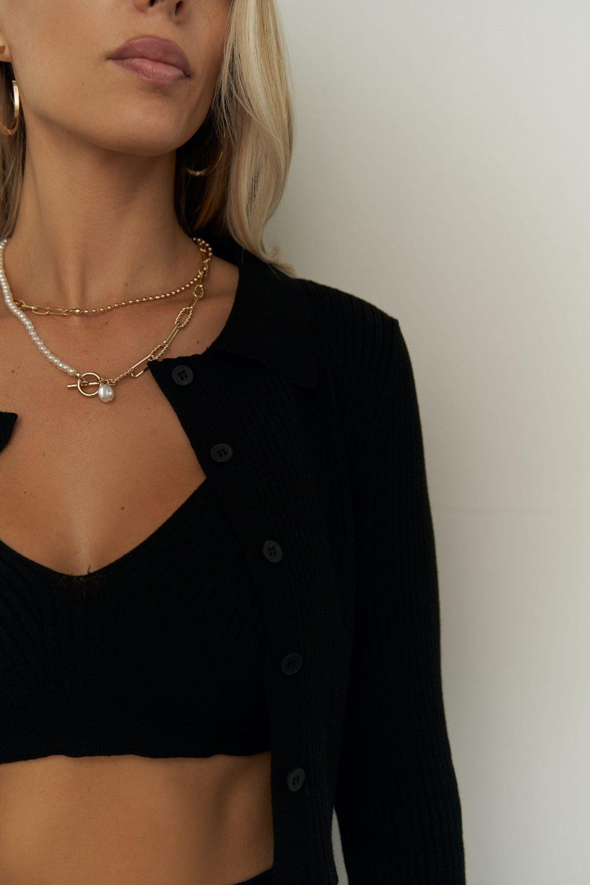 Mai Crochel Black Three Piece Knit Set