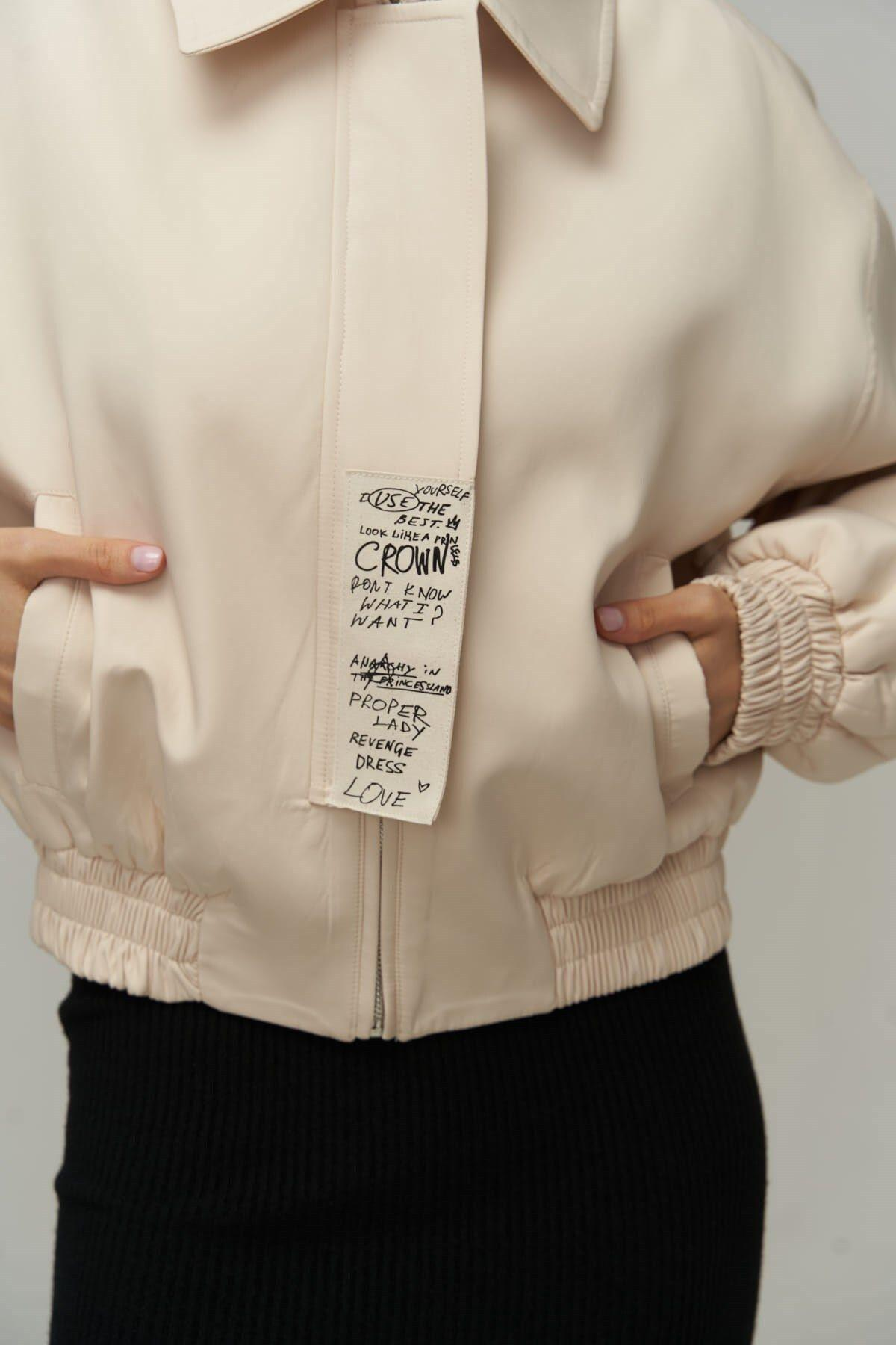 Crown Açık Bej Bomber Ceket