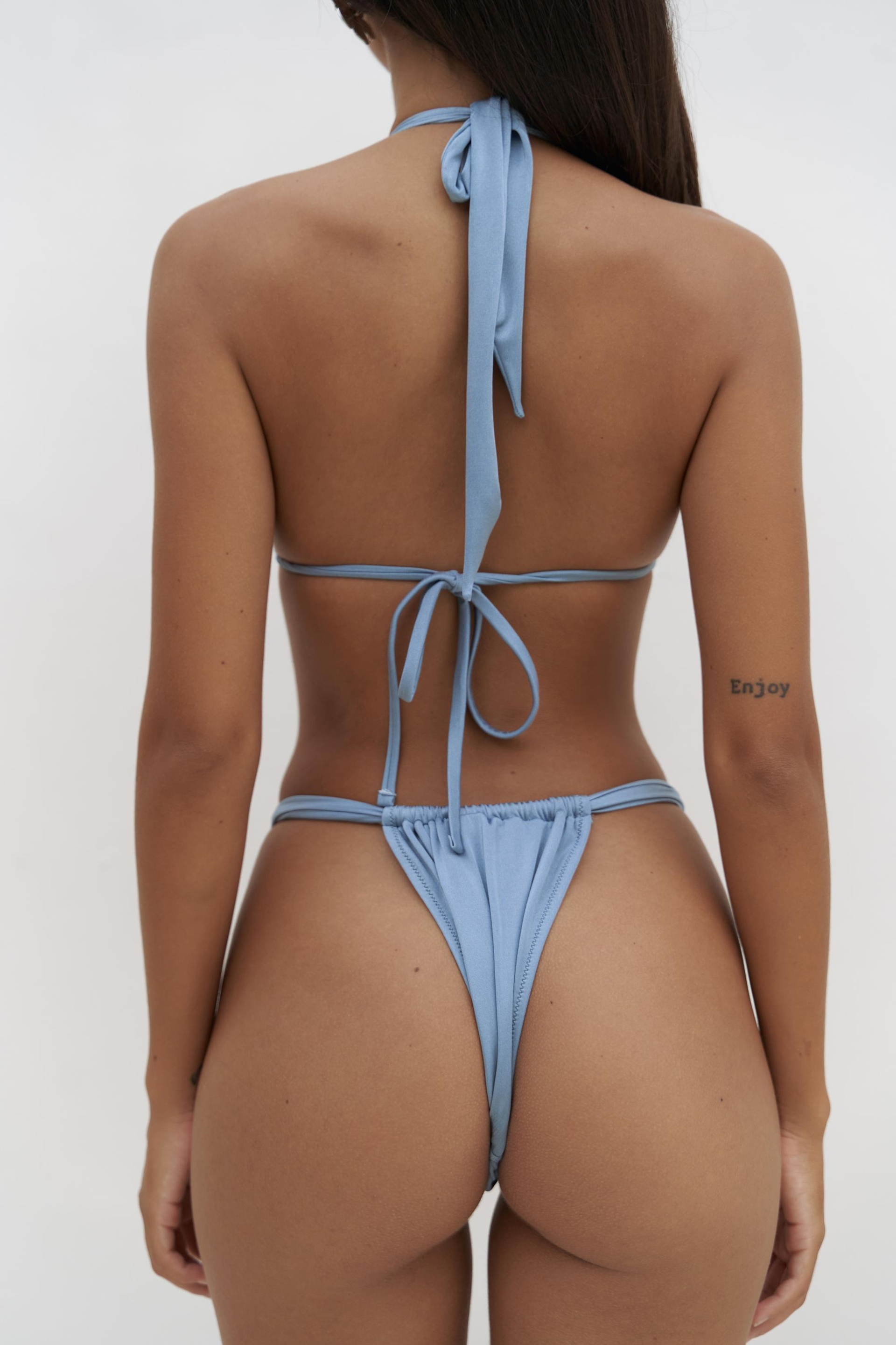 Dahlia Büzgü Detaylı Kalın Bantlı Mavi Bikini Altı