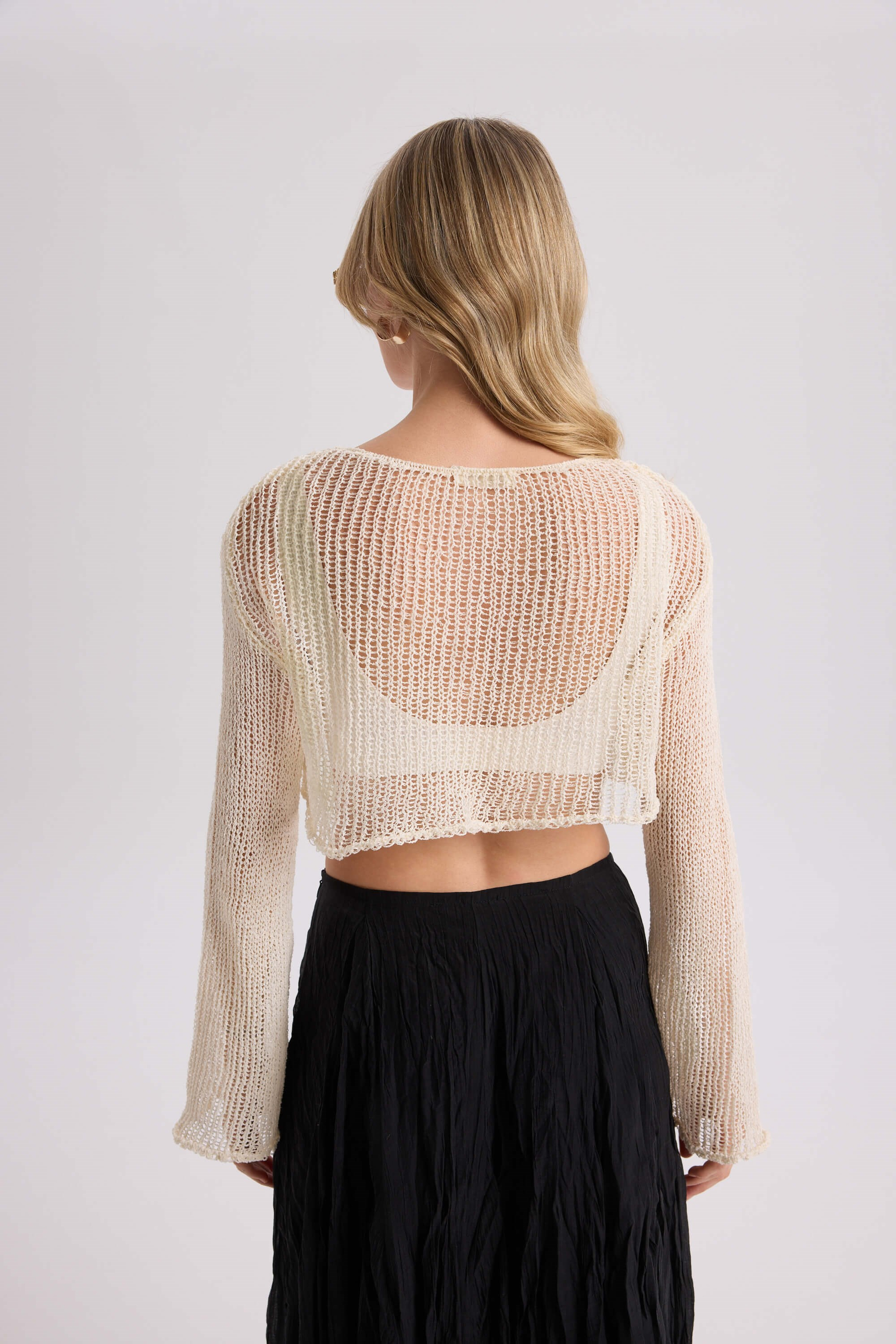 Daisy Ecru İNce Knit Crop