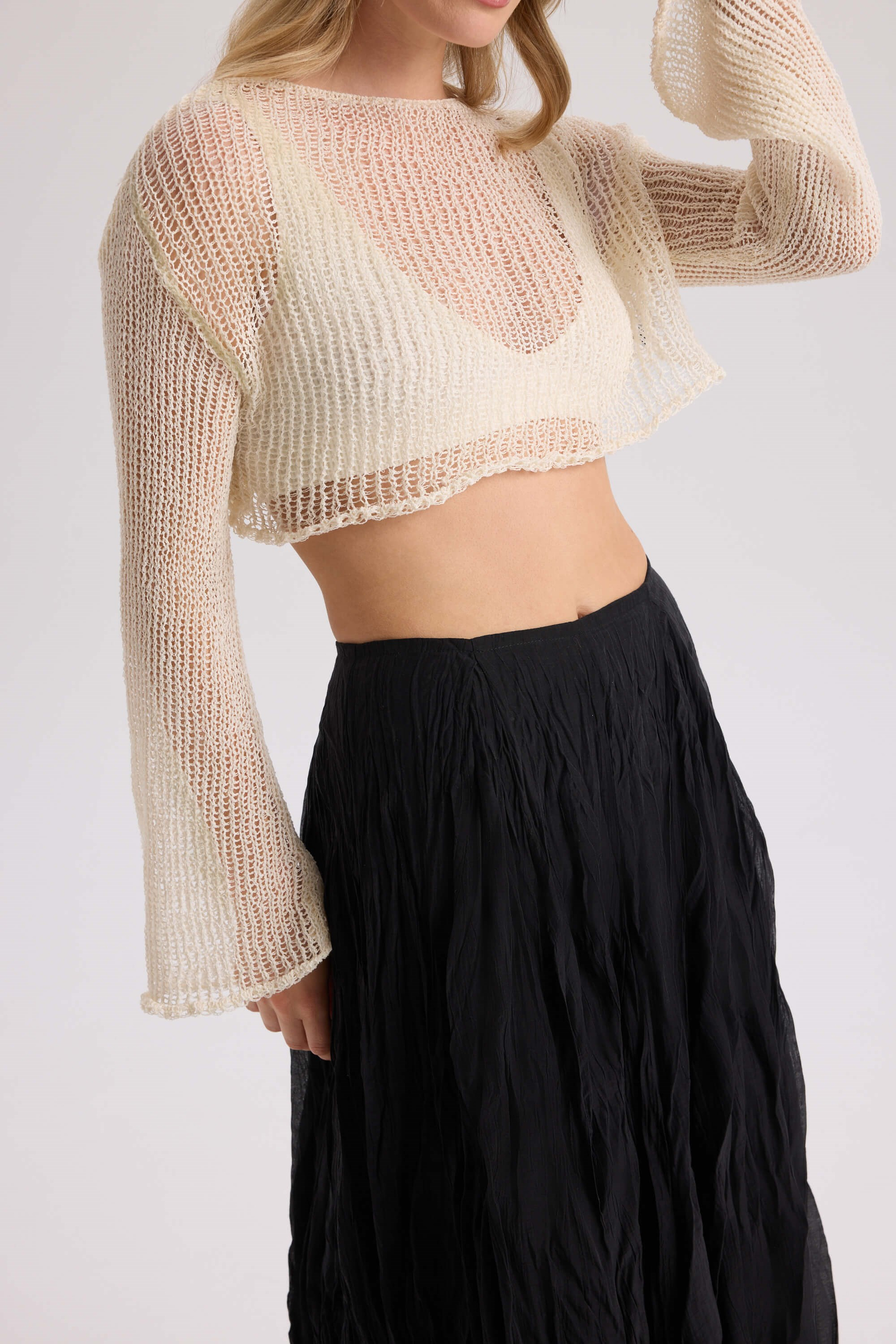 Daisy Ecru İNce Knit Crop