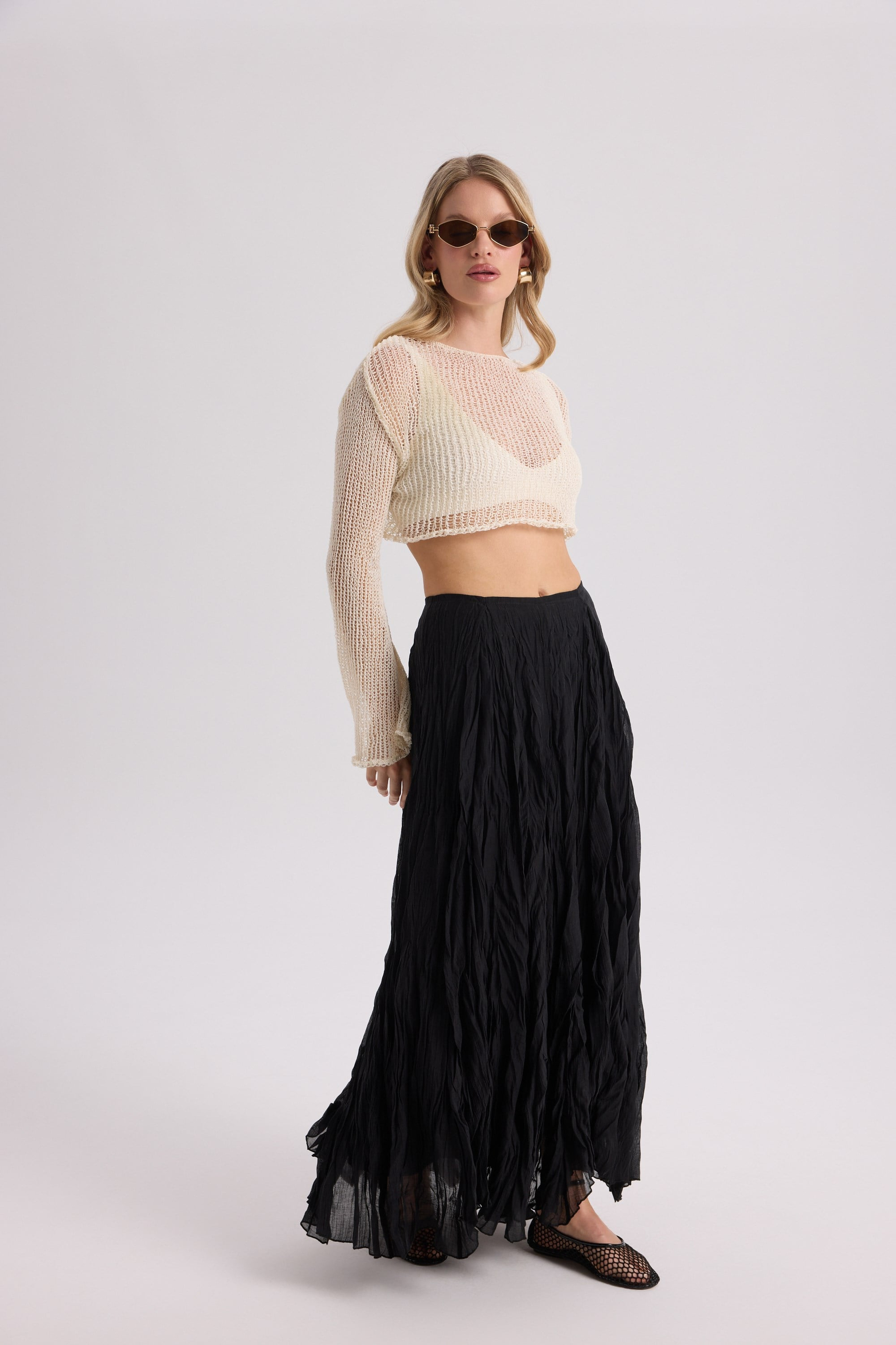 Daisy Ecru İNce Knit Crop