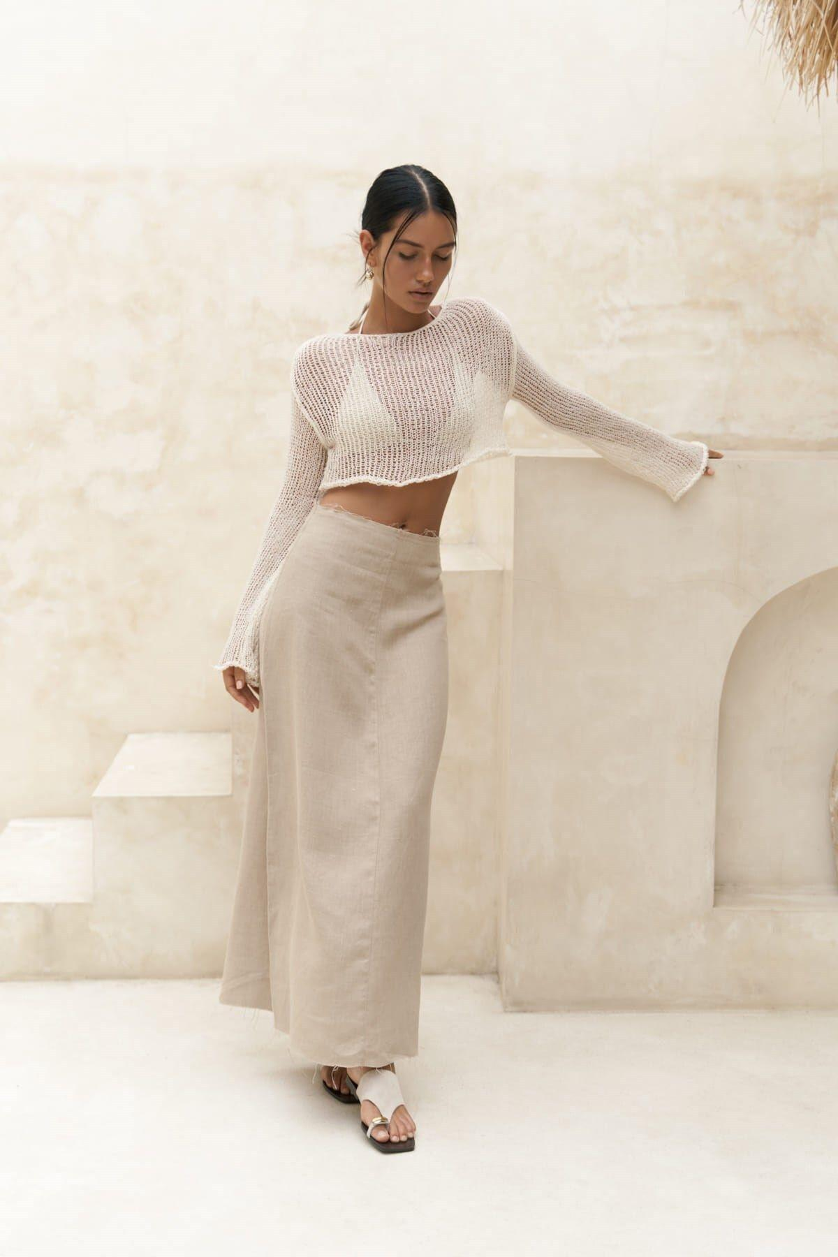 Bohemai Daisy Ecru Knitwear Crop