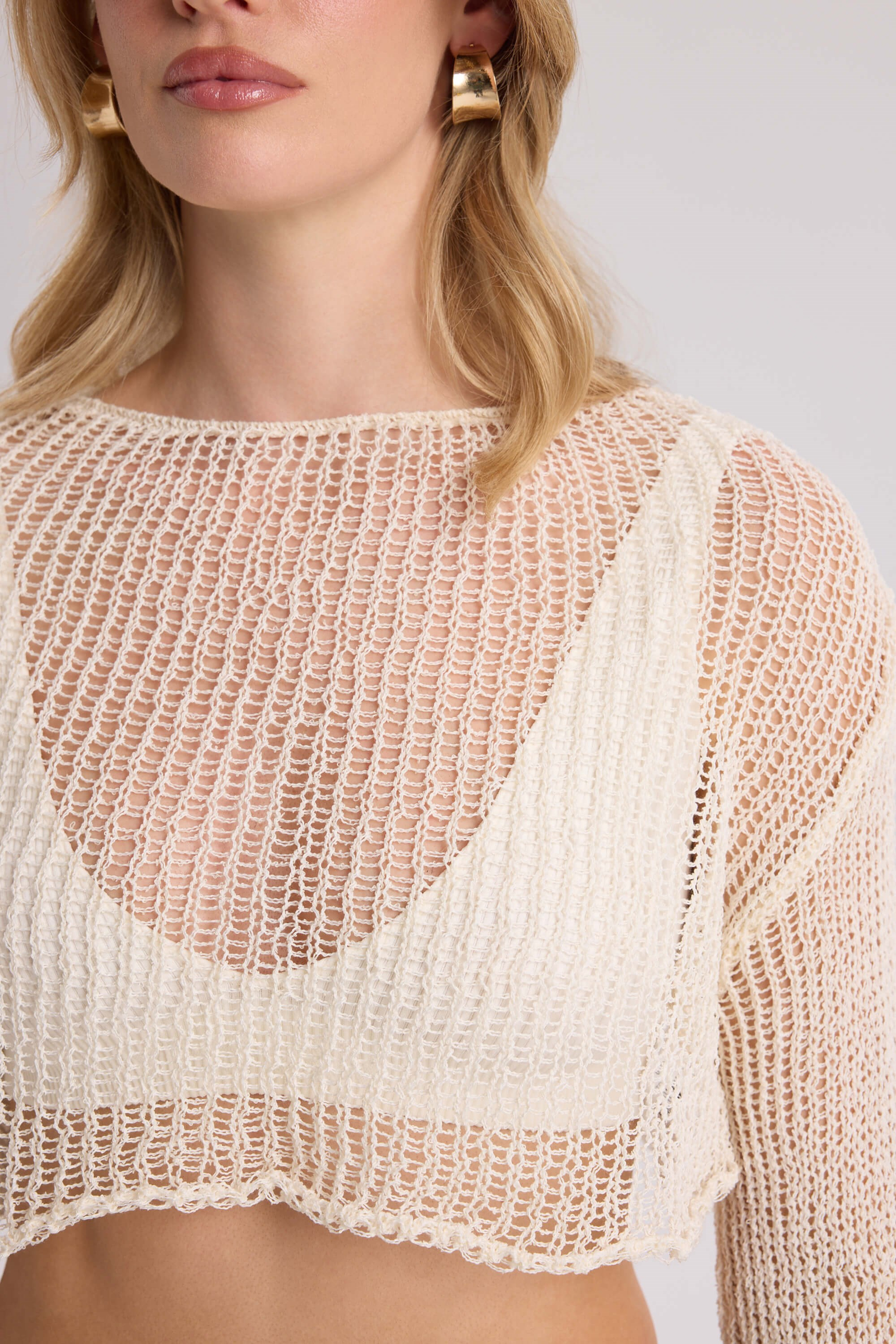 Daisy Ecru İNce Knit Crop