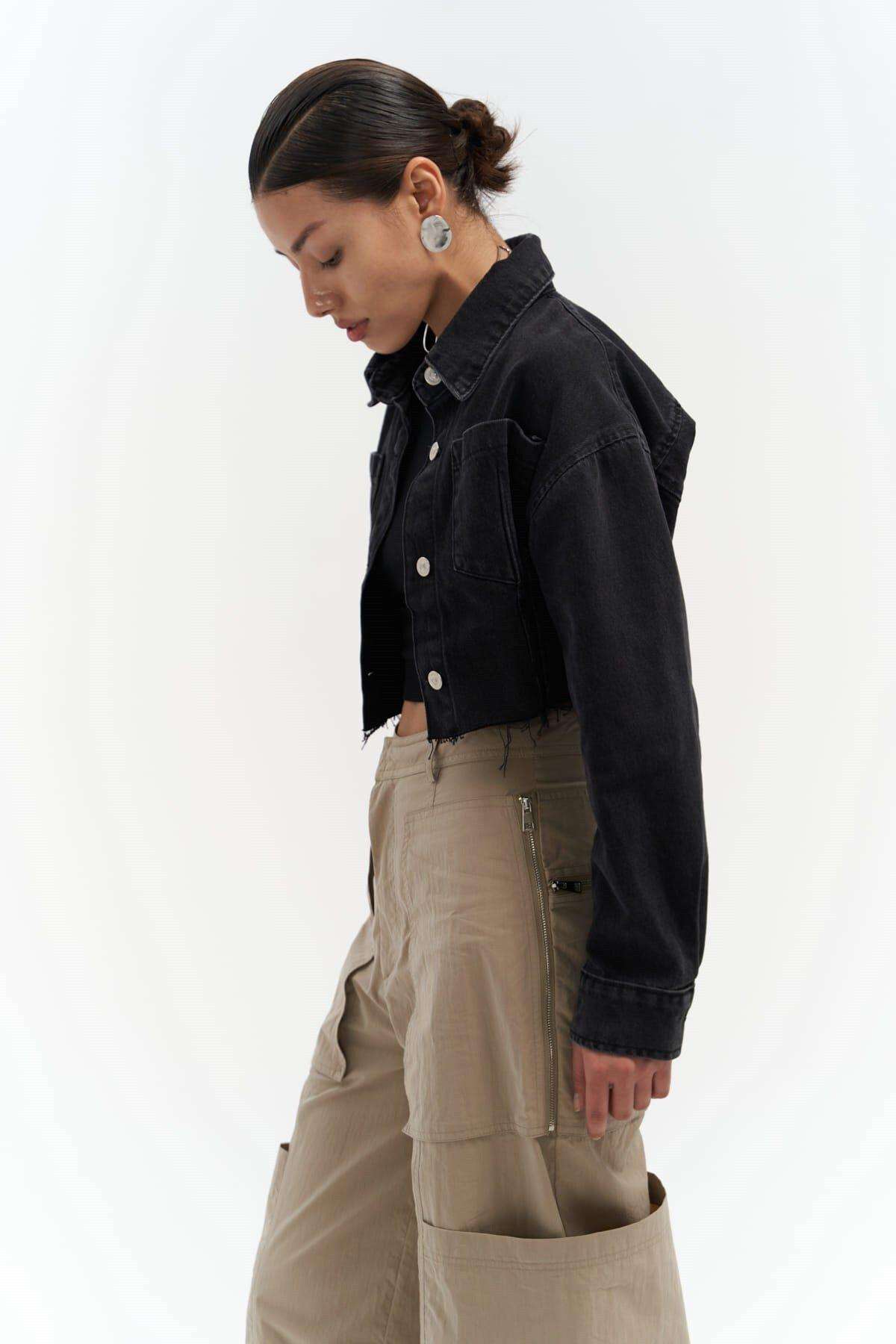 Darcey Siyah Kısa Jean Ceket