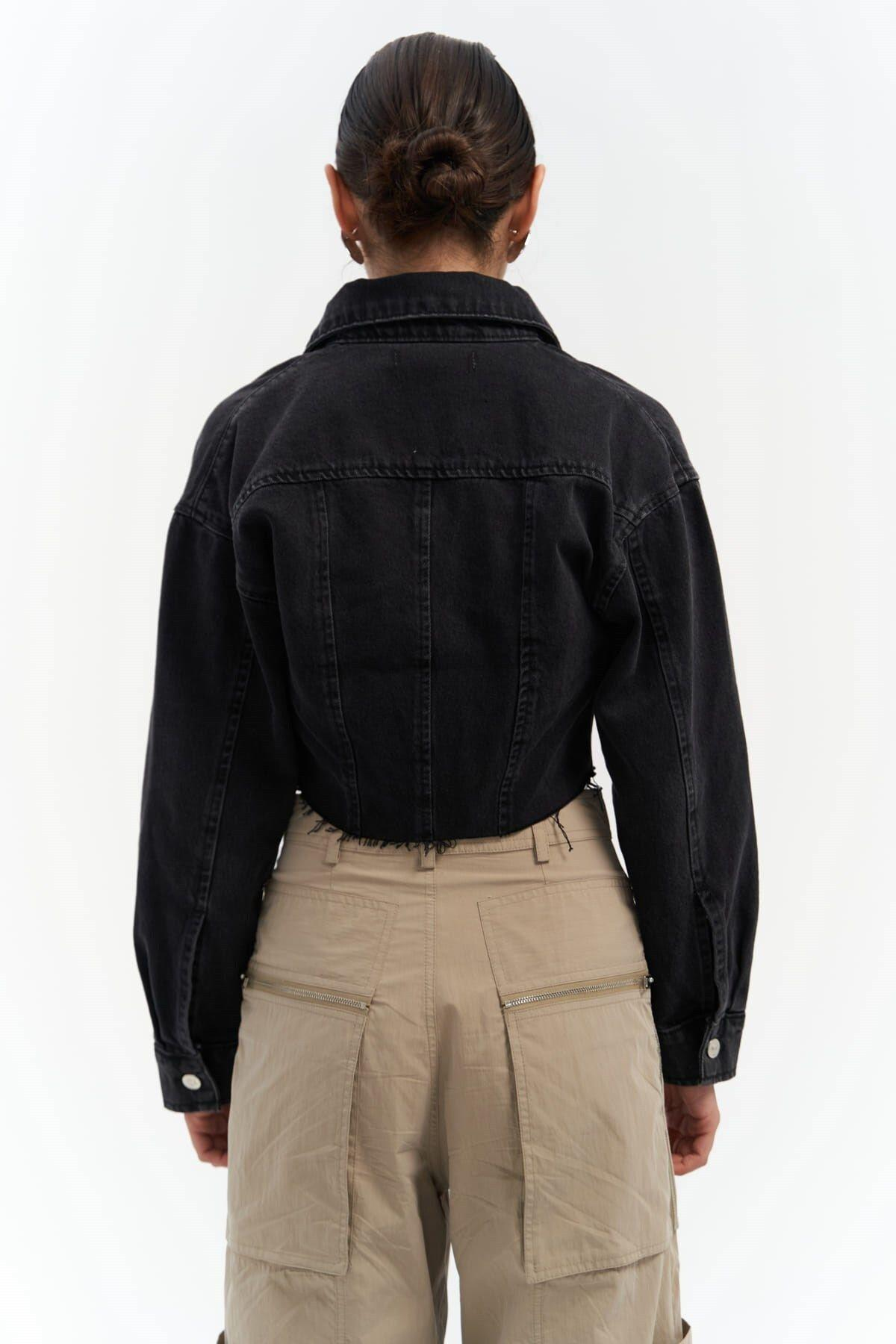 Darcey Siyah Kısa Jean Ceket