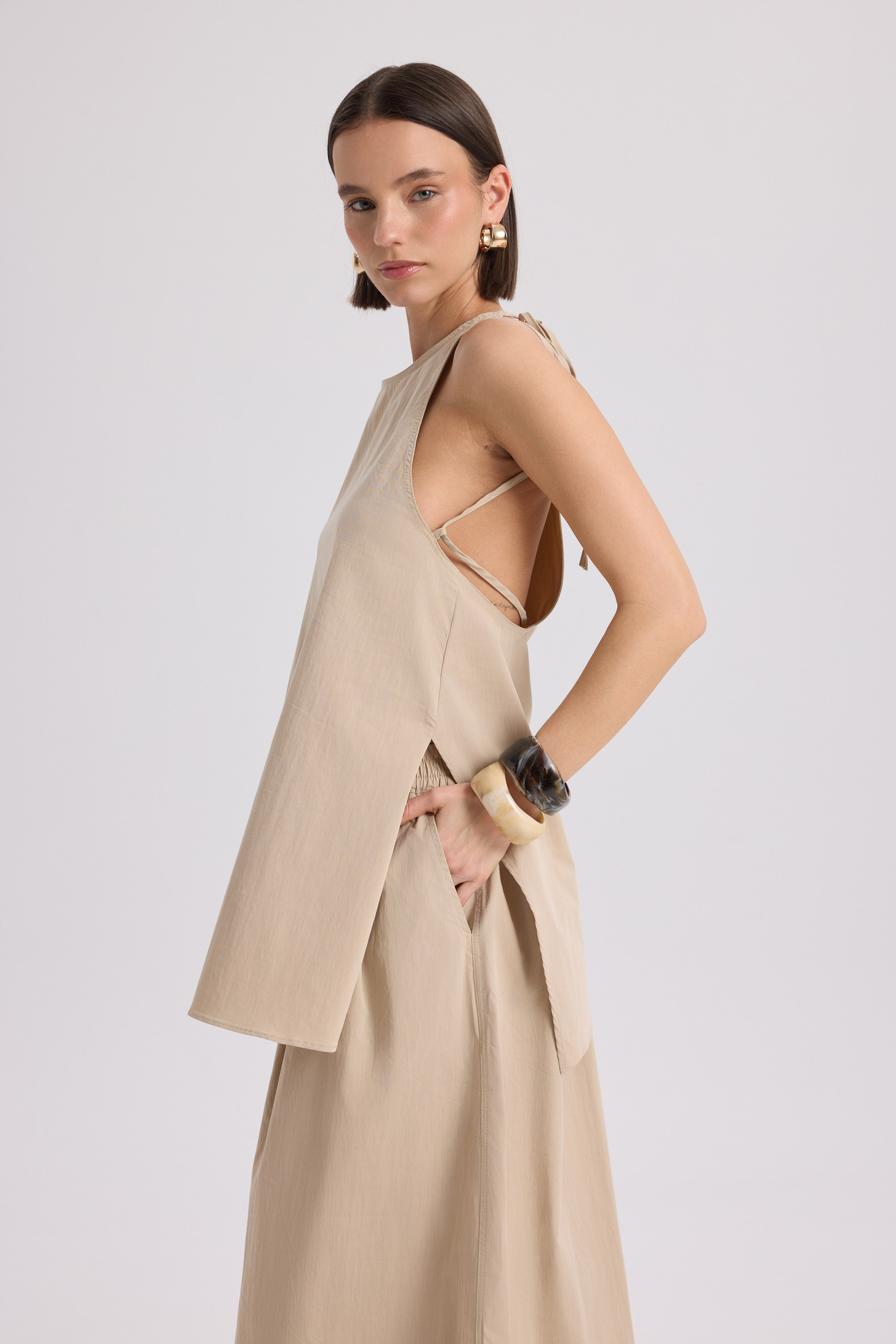 Delos Beige Blouse Skirt Set