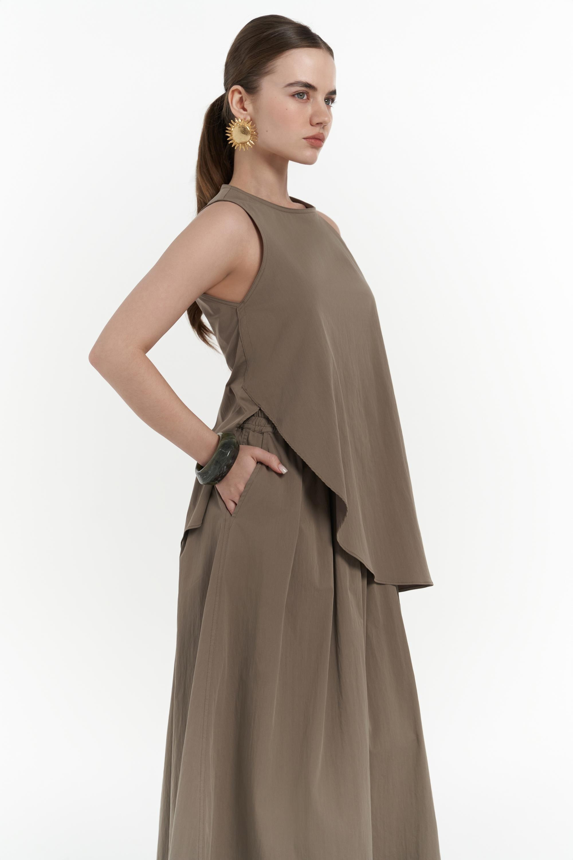 Delos Haki Bluz Etek Takım