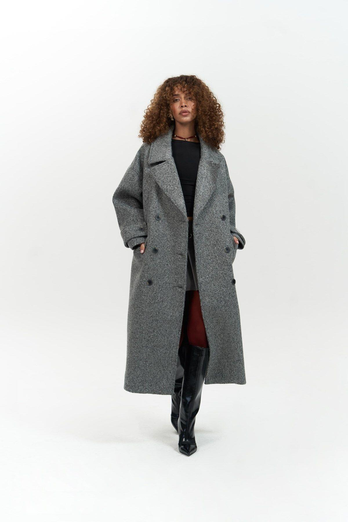 Denny Anthracite Oversize Coat