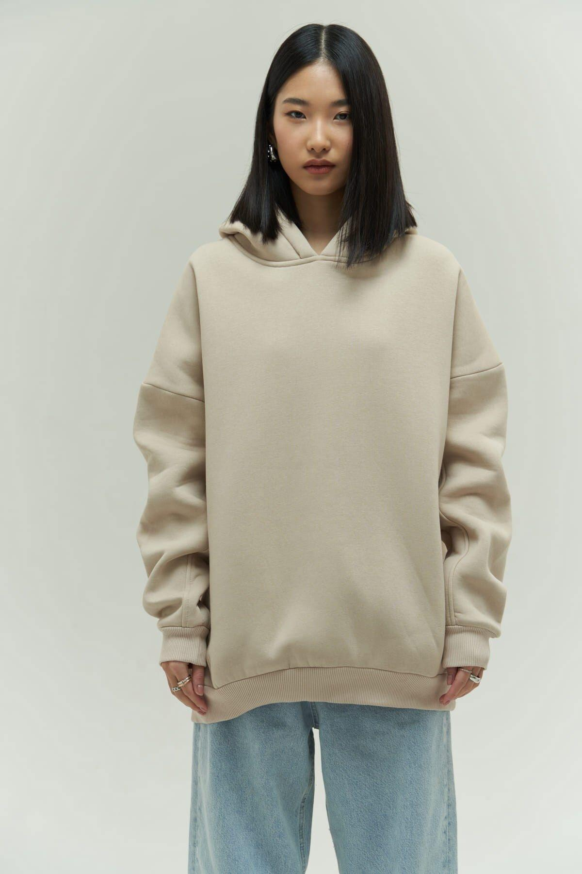 Mai Collection Denton Beige Hoodie Sweatshirt