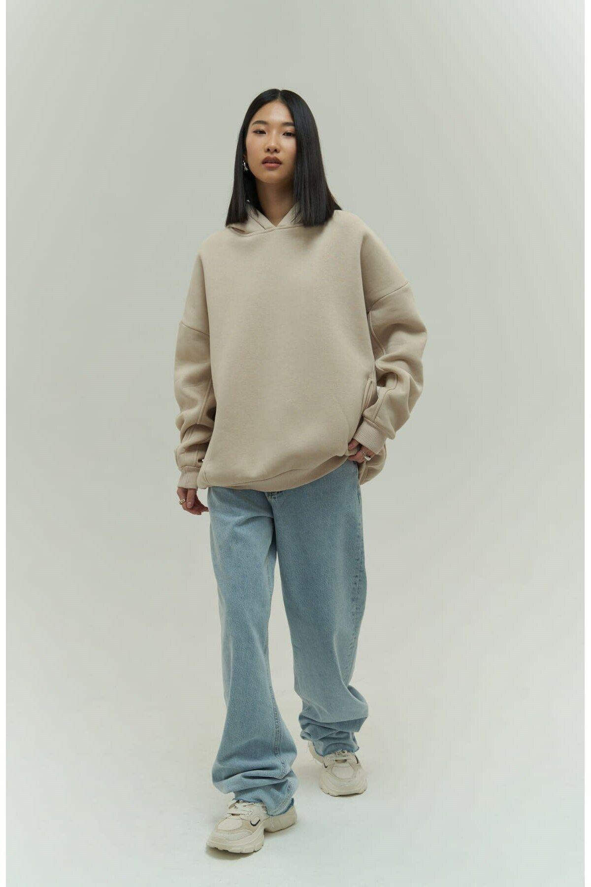 Mai Collection Denton Beige Hoodie Sweatshirt