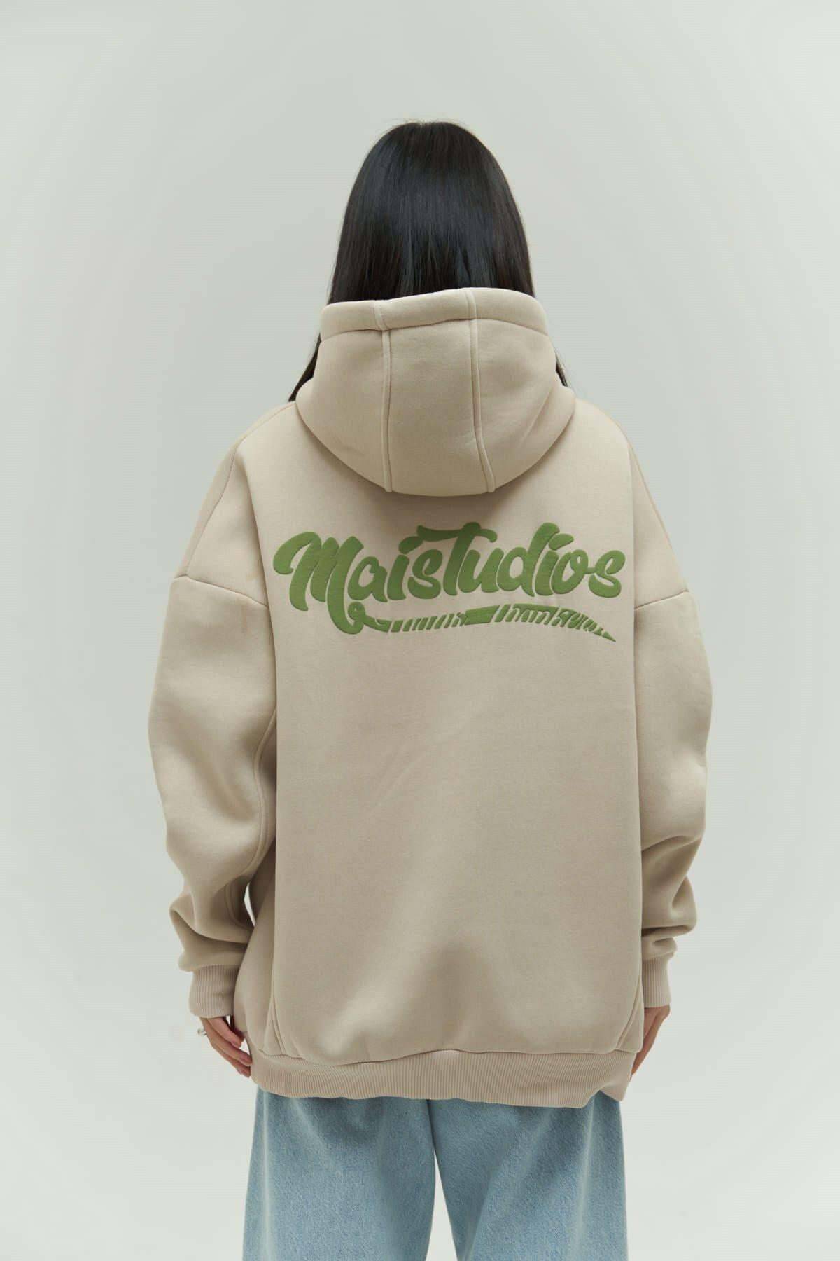 Mai Collection Denton Beige Hoodie Sweatshirt