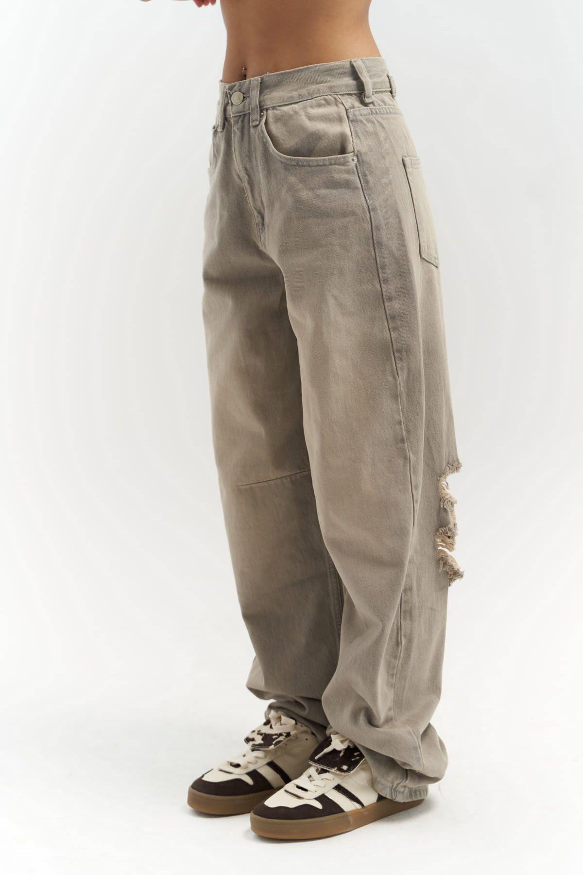 Dex Dark Green Jeans with Ripped Detail 