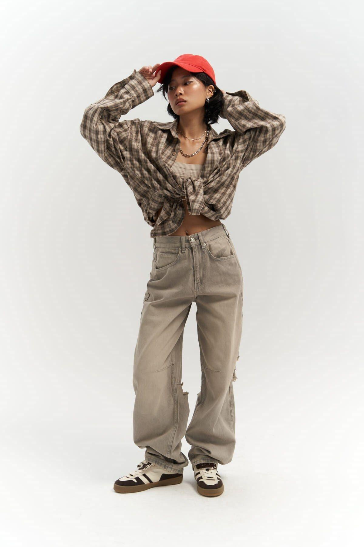 Dex Dark Green Jeans with Ripped Detail 