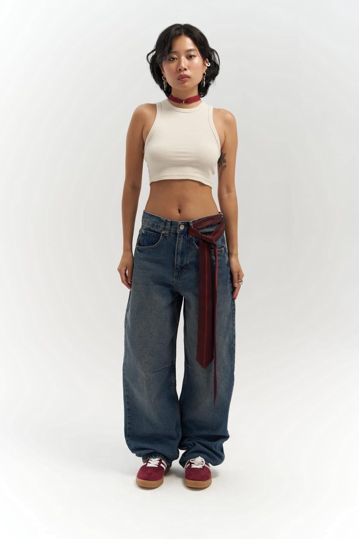 Dex Yırtık Detay Koyu Mavi Jean Pantolon